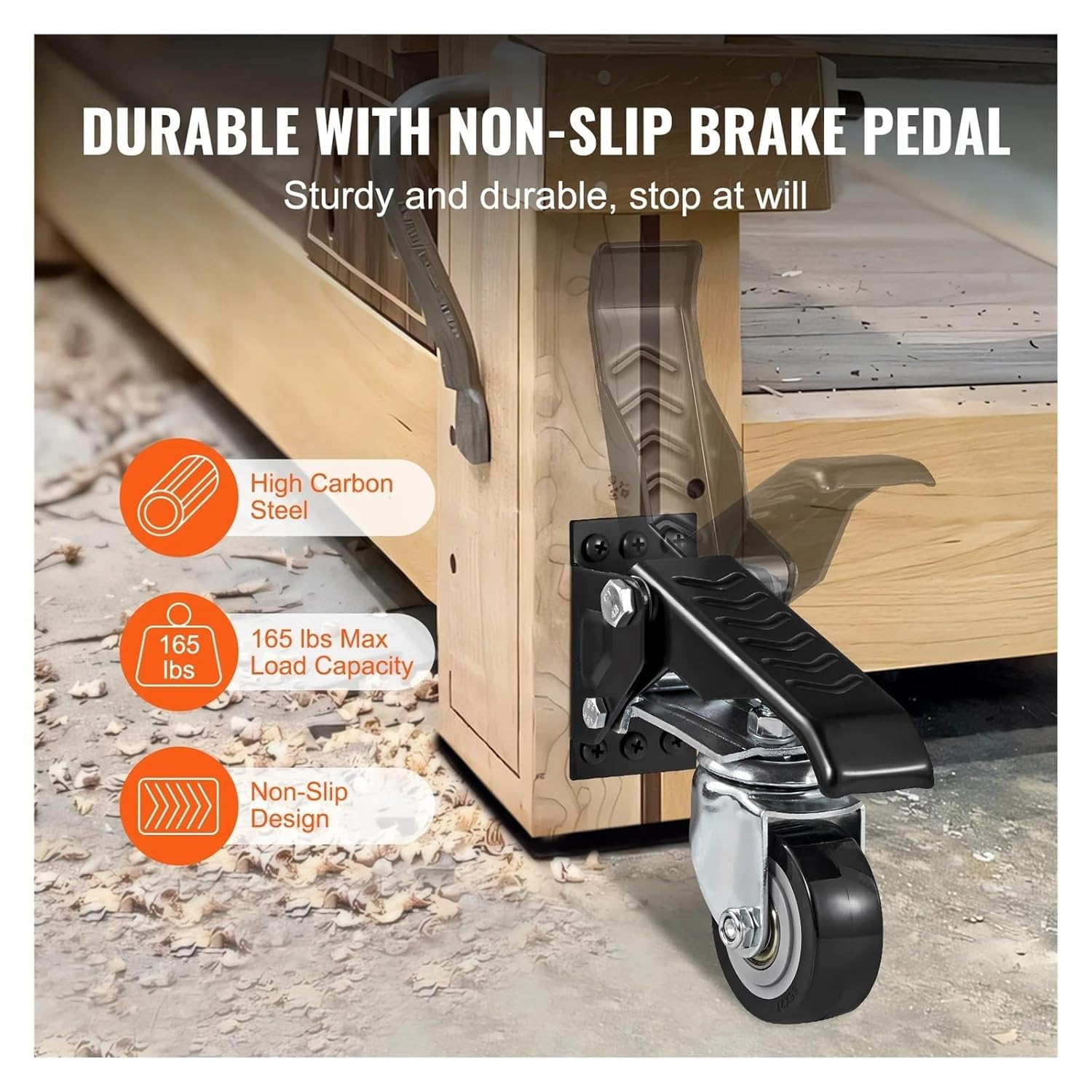 SIMTWO 4 Pack Workbench Caster Kit, Retractable Caster Heavy Duty 660Lbs, Adjustable Workbench Castor Wheels for Workbenches, Tables, Cabinets, 360&deg; Rotation image number 4