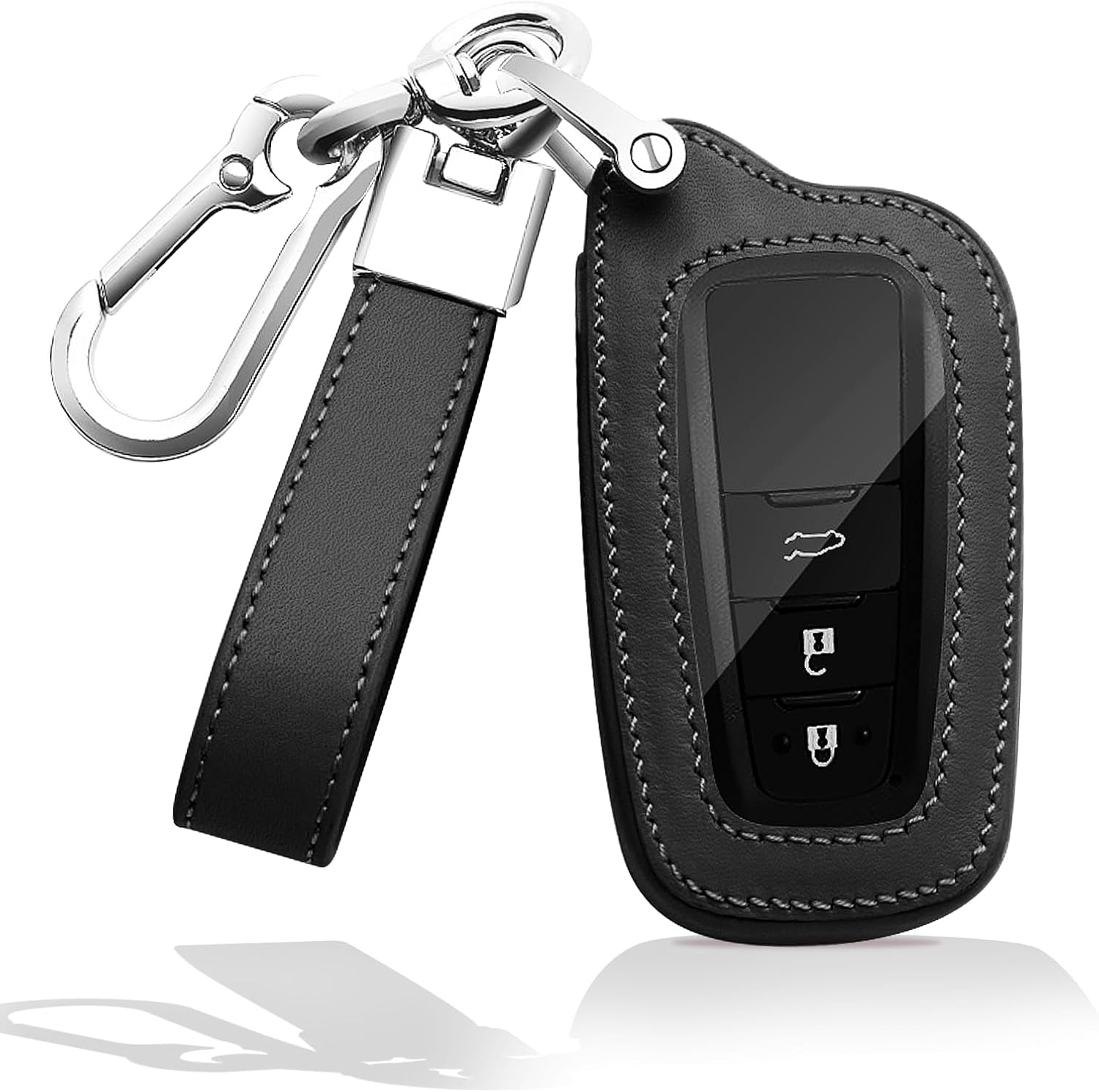 Powerful for Toyota Key Fob Cover Car Key Fob Protector Key Holder Case with Keychain Leather Lanyard 2/3 Buttons for Camry RAV4 Highlander Avalon C-HR Prius Corolla GT86 image number 2