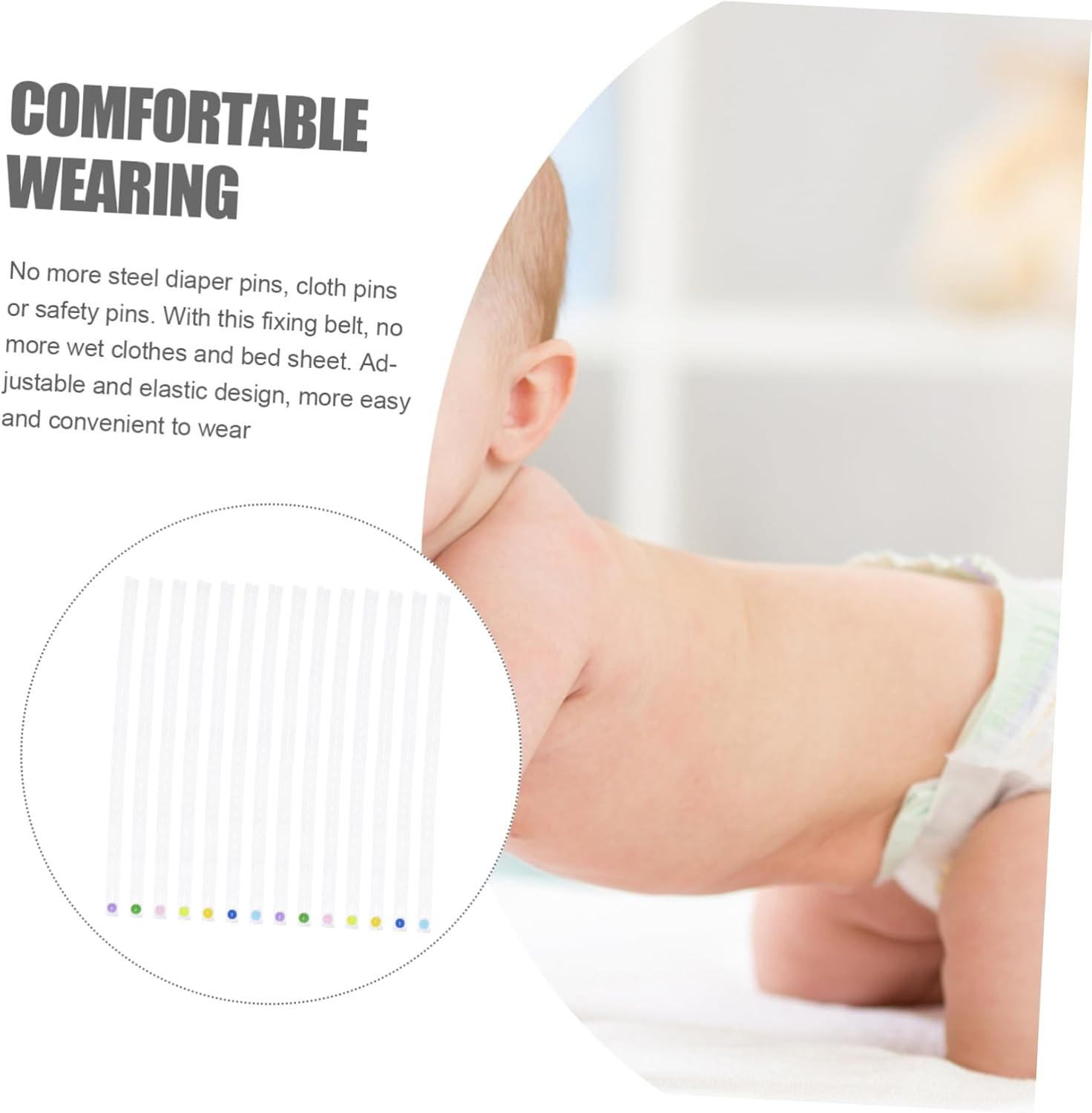 50Pcs Nappy Fastening Buckles Adjustable Diaper Straps for Newborn Toddlers Shower Use image number 2