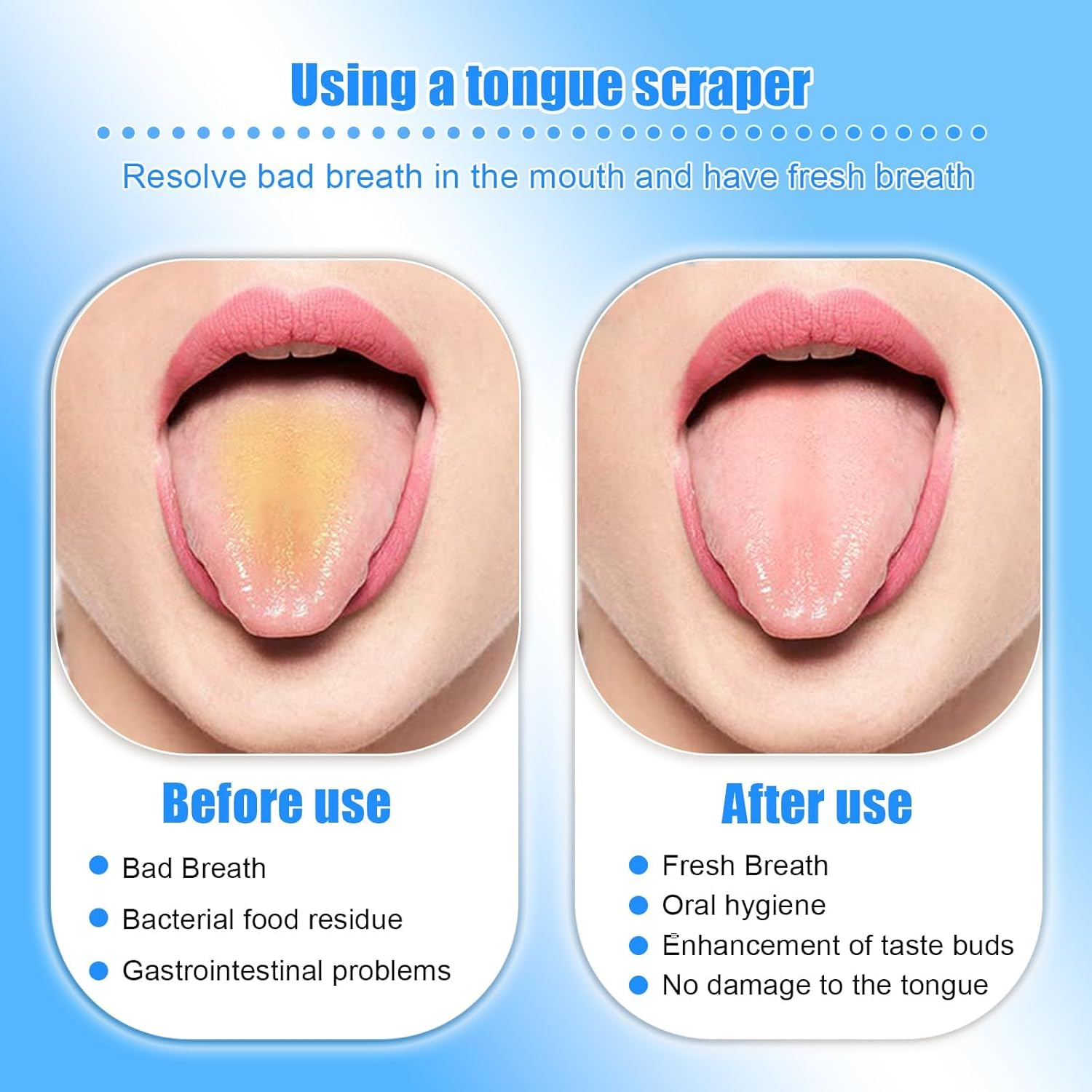 Tongue Cleaner Scrapers Brushes, 6 Pcs Silicone Tongue Brush, Tongue Cleaner for Adults and Children with Non Slip Handle