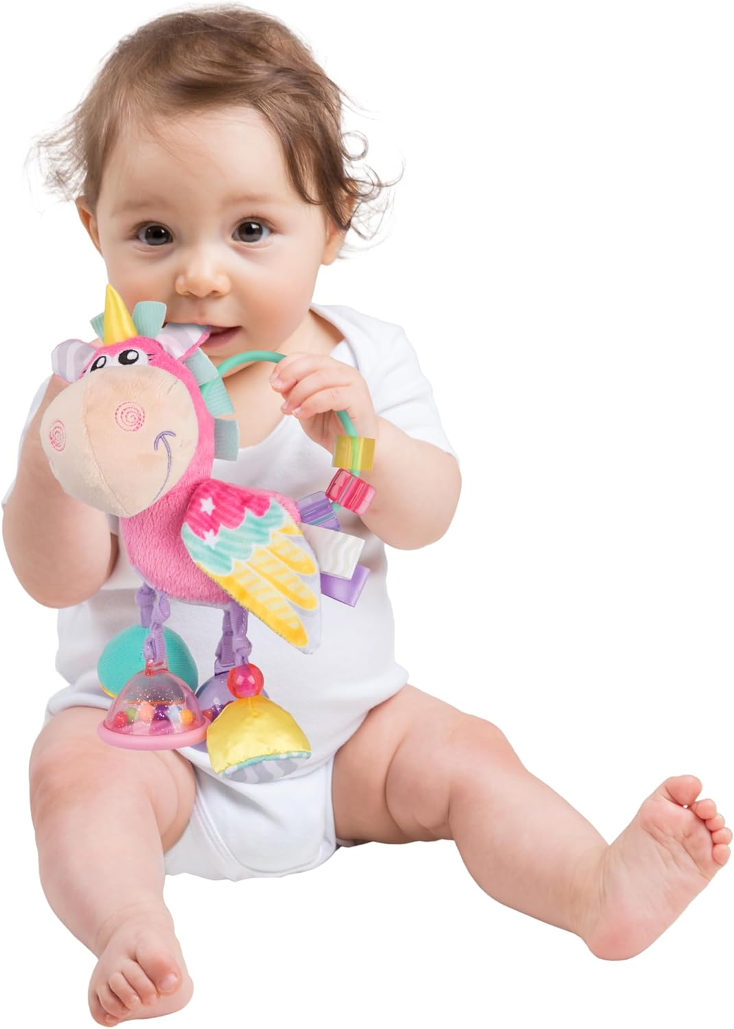 Playgro Pink Unicorn Soft Baby Toys 3-6-12 Months Developmental, 3+ Months Rattles Teething Toys for Babies, Newborn & Infant Sensory Non-Toxic Plush Baby Rattle for Boy Girl Clip Clop Activity Gift image number 3