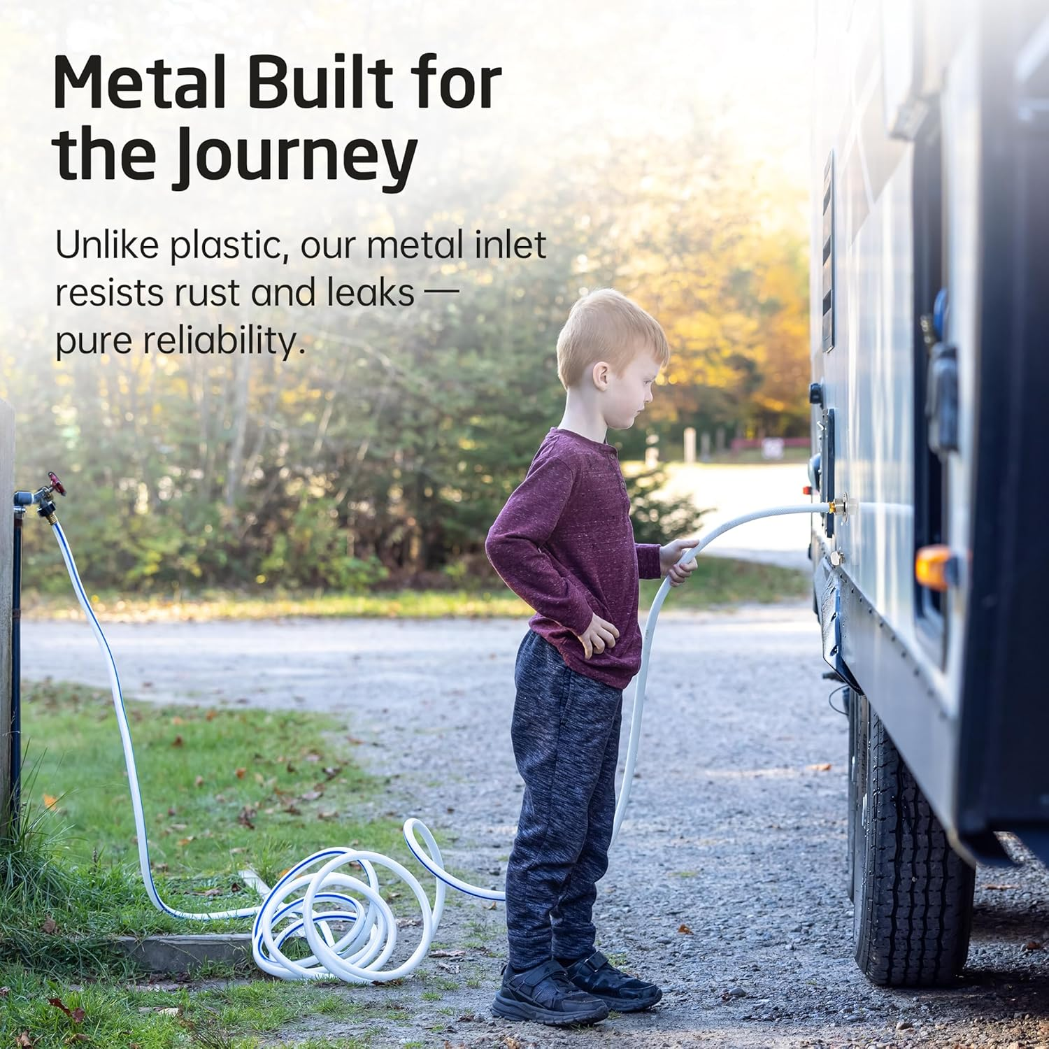 18/8 Stainless Steel RV Water Inlet with Upgraded Check Valve, KES All Metal RV City Water Inlet Replacement, Leak Resistant Design for RV, Camper, Trailer, Marine, Brushed Finished, RWI200-BS