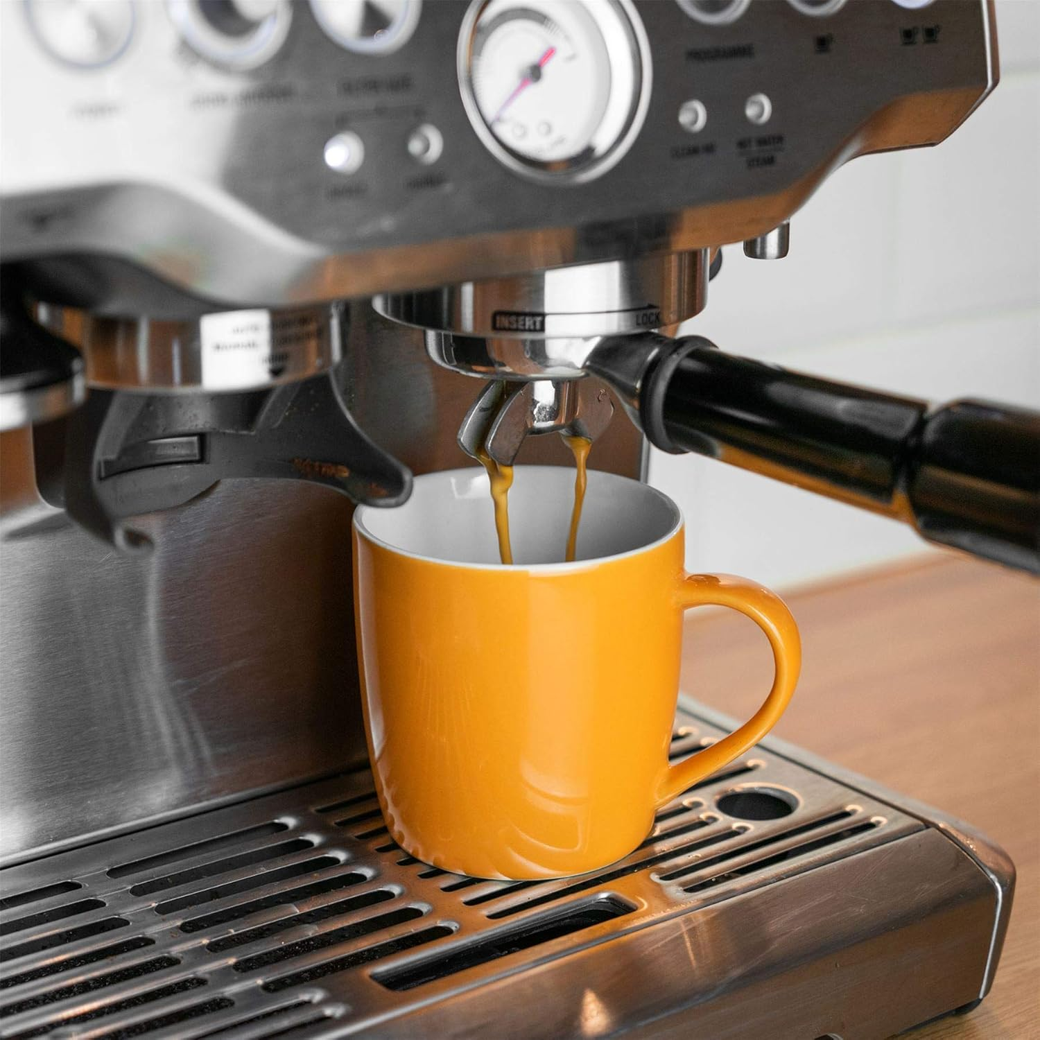 Argon Tableware Coloured Coffee Mugs - Yellow - 350Ml - Pack of 6 - Gloss Ceramic Stoneware Latte Cappuccino Cups Hot Chocolate Cups Colourful Mug Set with Handle - Gloss Green image number 6