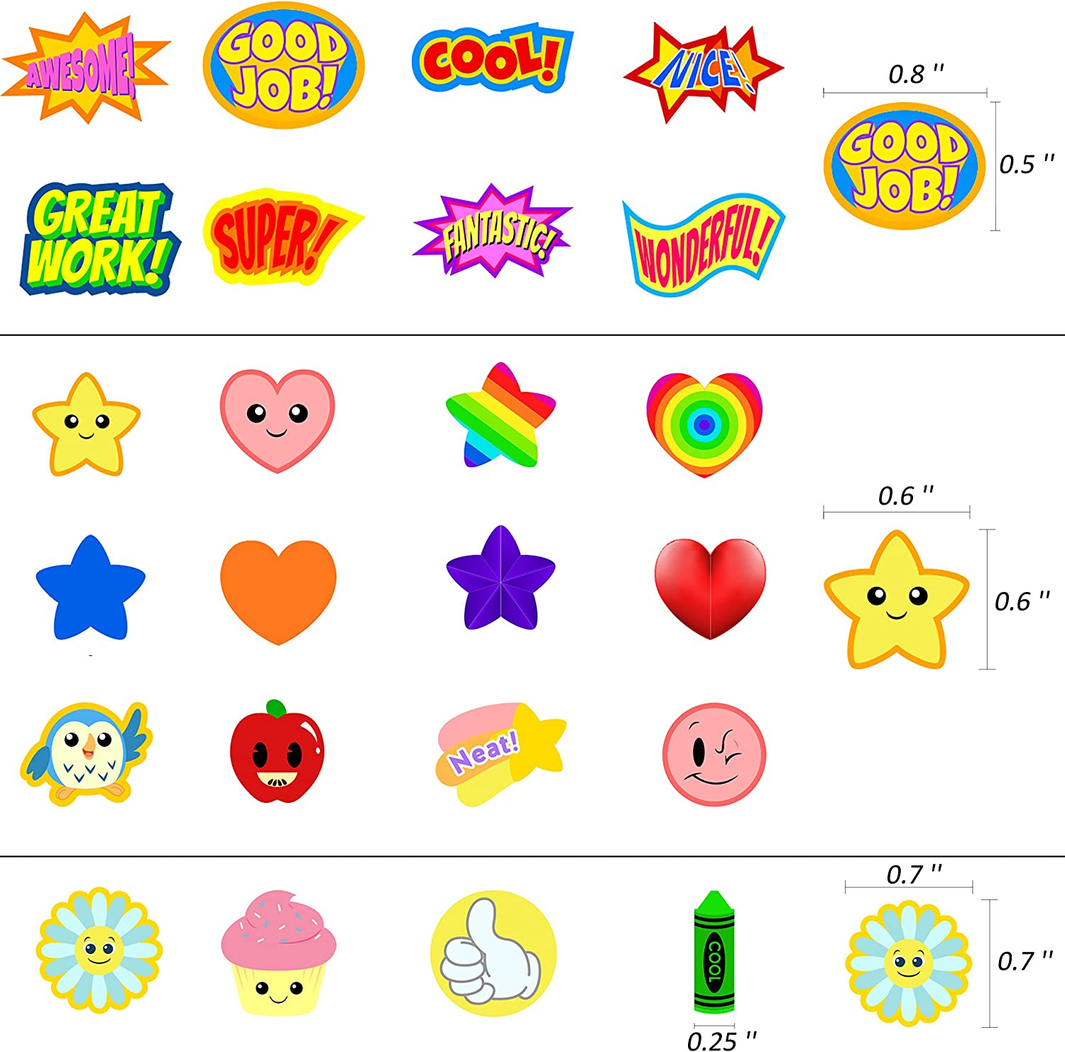 Youngever 5800 Pcs Teacher Stickers for Kids, Reward Stickers Mega Variety Pack, Incentive Stickers, 18 Design Styles Including 3D Heart, Face, Star, Owl, Cupcake image number 1