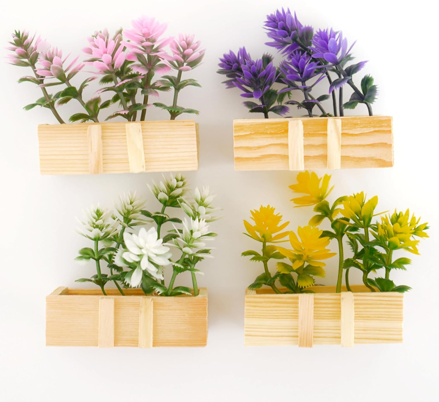 4Pcs Cute Flower Refrigerator Magnets with Handmade Orchid Wooden Pot, Simulation Plant Refrigerator Magnet for Adults, Mini Decor Magnet for Fridge, Home, Kitchen, Office, School, Locker, Whiteboard&hellip;