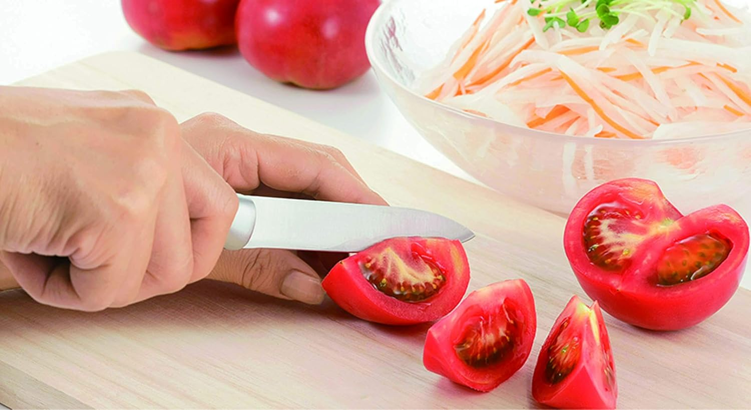 Kakusee NKS-02 Kitchen Knife Set, Stainless Steel Utility Knife, 11.0 X 1.8 X 0.9 Inches (28.0 X 4.6 X 2.2 Cm), Petty Knife, 9.3 X 0.9 X 0.8 Inches (23.6 X 2.4 X 2 Cm), Takaaki Nakamura, Stainless image number 4