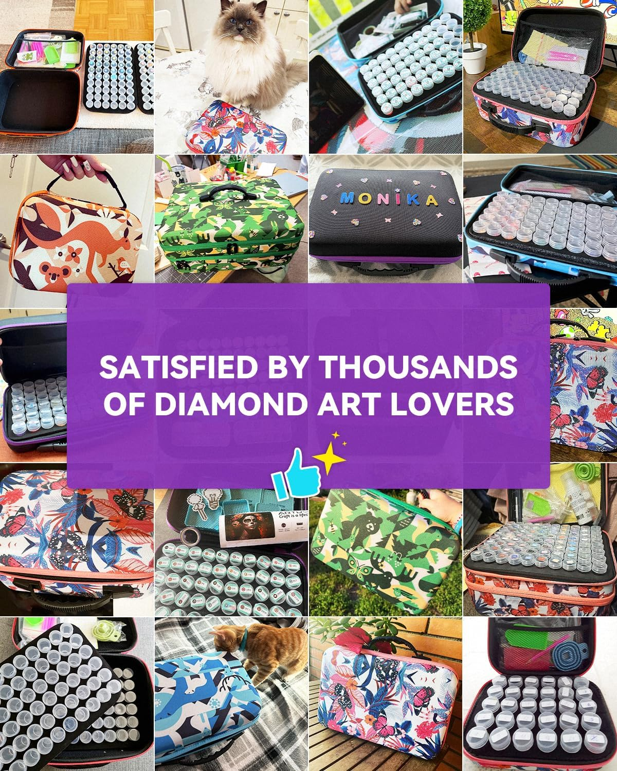 ARTDOT 30 Slots Storage Organizer for Diamond Painting Kits,Portable Diamond Art Storage Box with Accessories and Tools for Adults image number 3