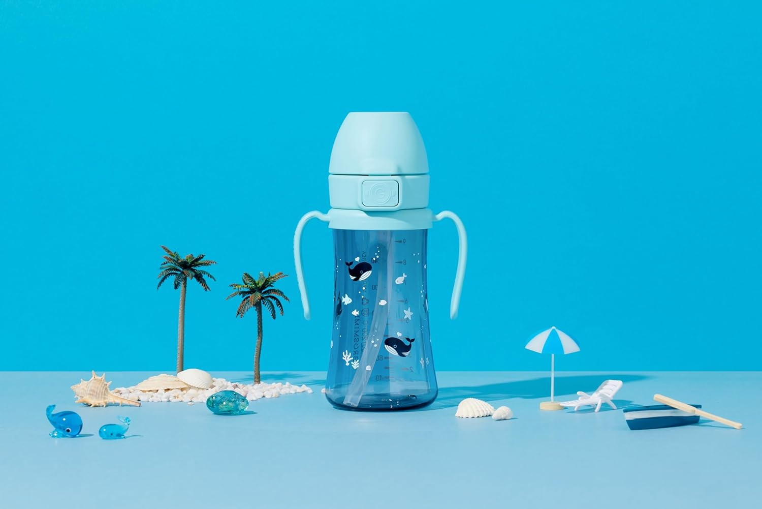 Grosmimi Whale Dark PPSU Straw Cup 300Ml(Creamy Blue) image number 1