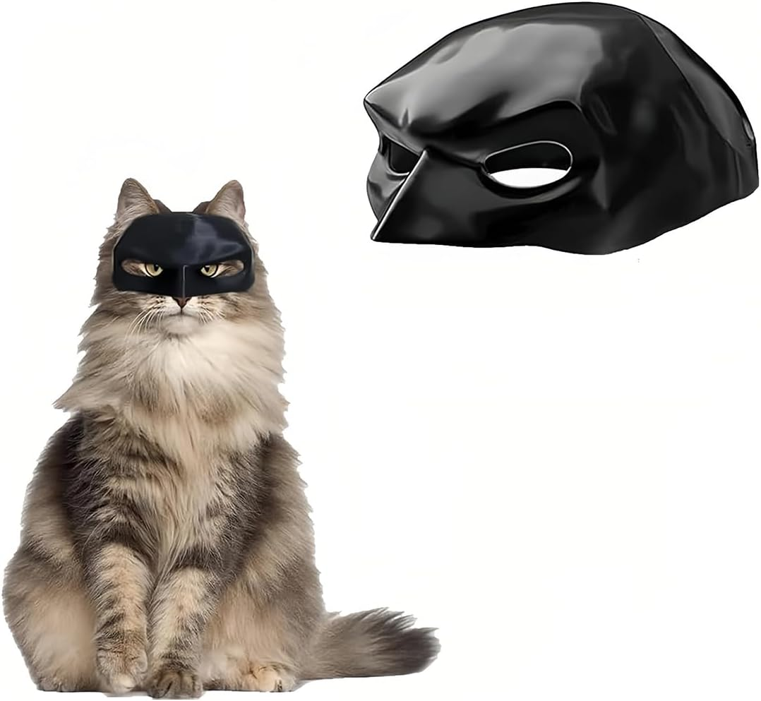 Batcat Mask, Funny Black Bat Mask for Cats, Halloween Cat Clothing, Cosplay Hats, Pet Costume for Halloween, Daily Fun image number 2