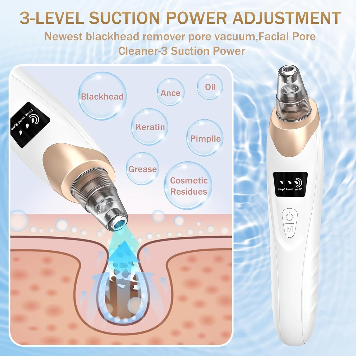 Blackhead Remover Pore Vacuum Kit - 2023 Upgraded Blackhead Extractor Tool with 3 Adjustable Suction Levels, 7 Probes, USB Rechargeable, Suitable for Women and Men image number 6
