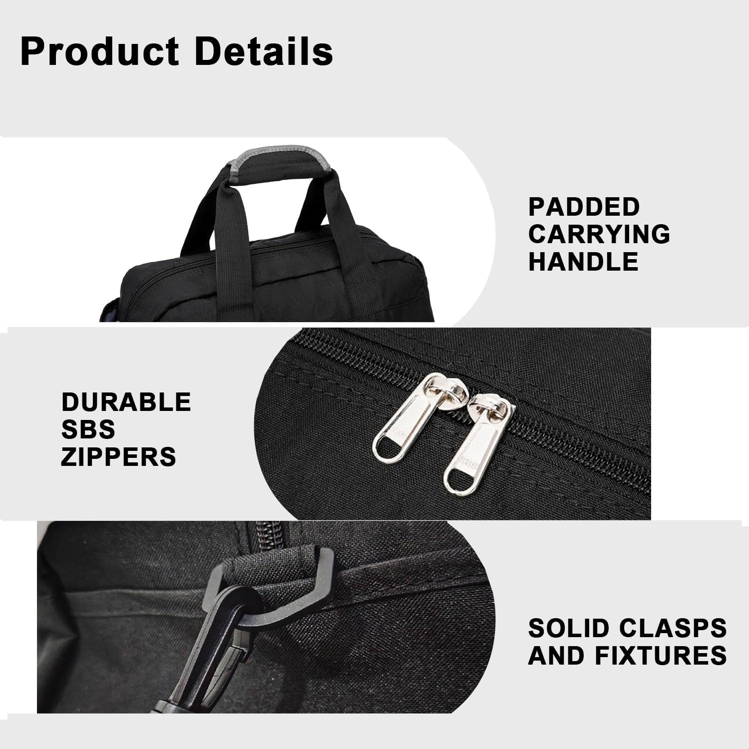 14" Compact Unisex Sport Duffel with Travel-Ready Design, Ultralight Carry-On Gym Bag for Fitness Enthusiasts & Active Lifestyles - Black image number 6