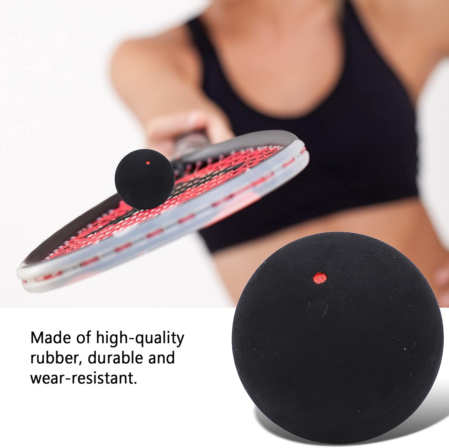 Single Dot Squash Balls, Rubber Material, 37Mm Diameter, 25G Weight, Soft Feel Low Vibration, Ideal for Beginners Intermediate, Suitable for Training & Practice, - Single Red Dot image number 2