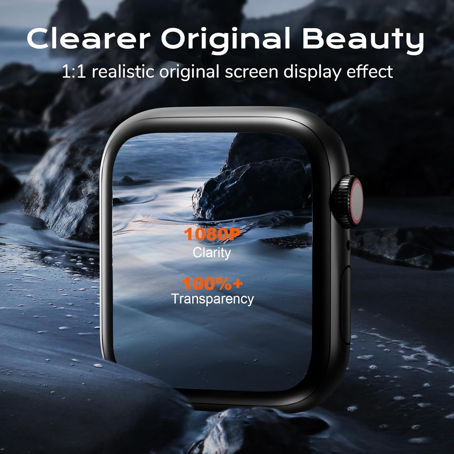 Case with Screen Protector for Apple Watch 9/8/7 45Mm, Full Protective Cover, Built-In Tempered Glass Film High Sensitivity, 2 Pack (Black) 45Mm image number 5