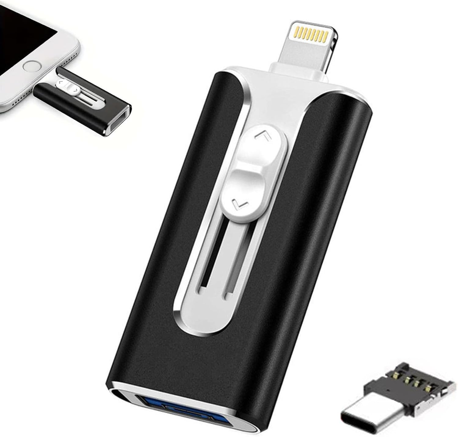 USB Drive 4-In-1 High-Speed USB 3.0 Flash Drive 1TB, Phone Photo Stick for Photo Transfer & Data Storage, Compatible with Iphone, Ipad, PC and More Devices