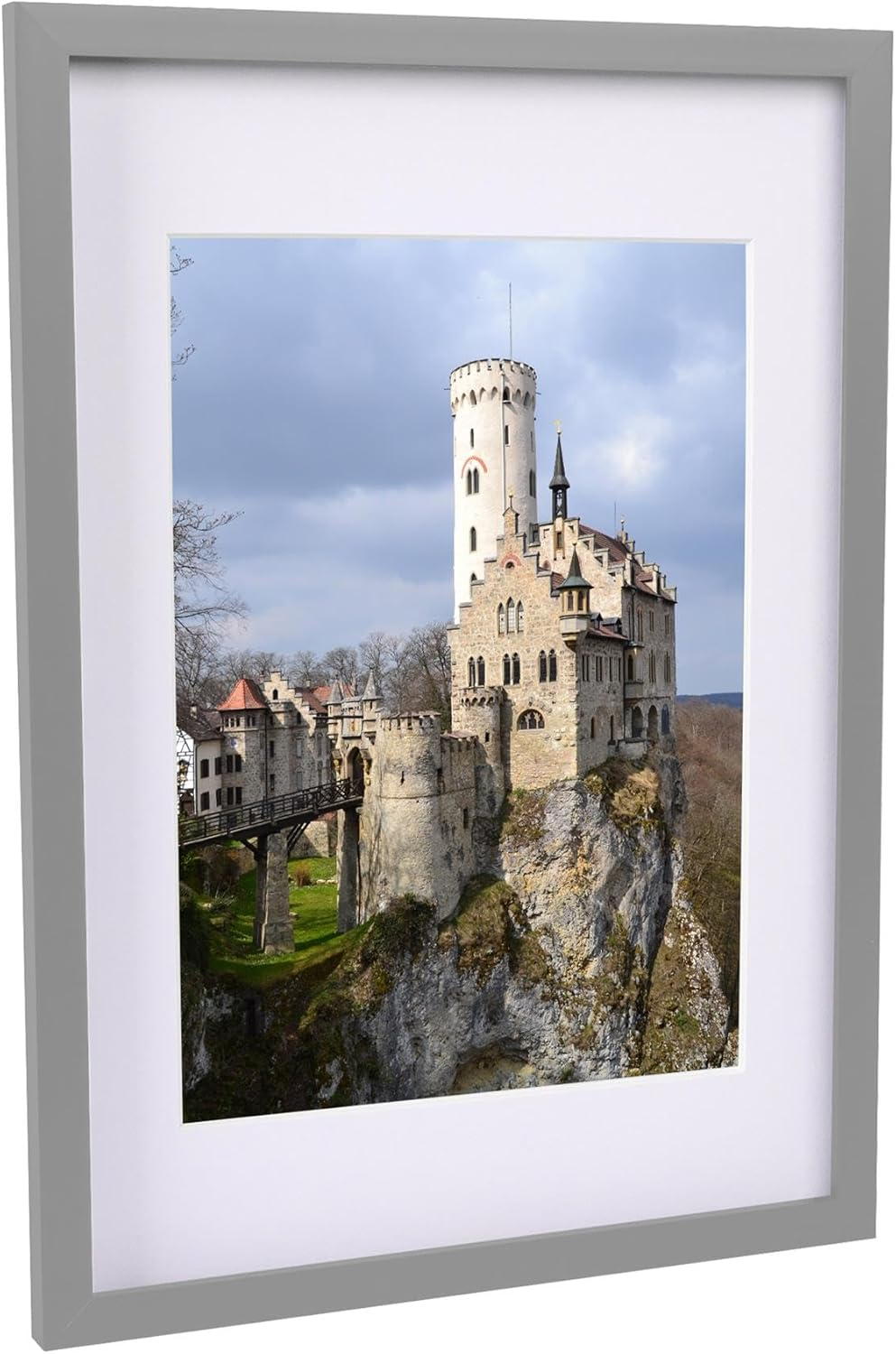 Nicola Spring 1X Grey A3 (12" X 17") Photo Frame with White A4 Mount - Glass Aperture Home Picture Wall Hanging Landscape Portrait Display