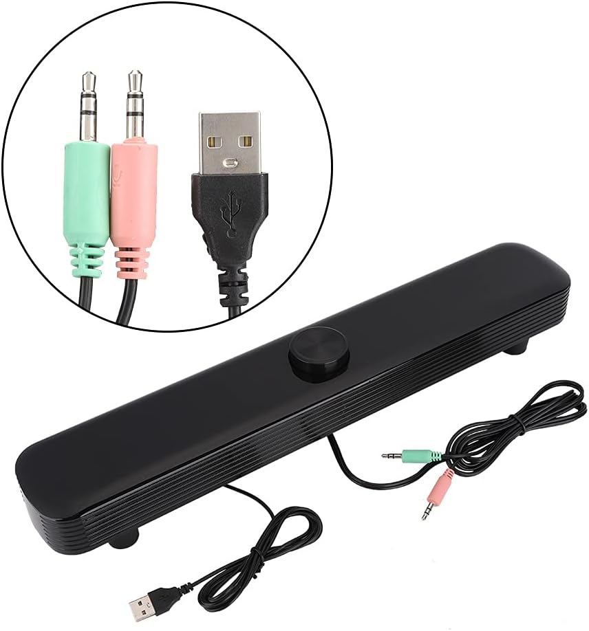 Dc5V/Usb Soundbar Speaker,Portable Wired Long Strip Stereo Music Player Bass Sound Box Multimedia Table Dual-Speaker Soundbar for Laptop/Tv/Smartphone/Tablet/Computer PC image number 1