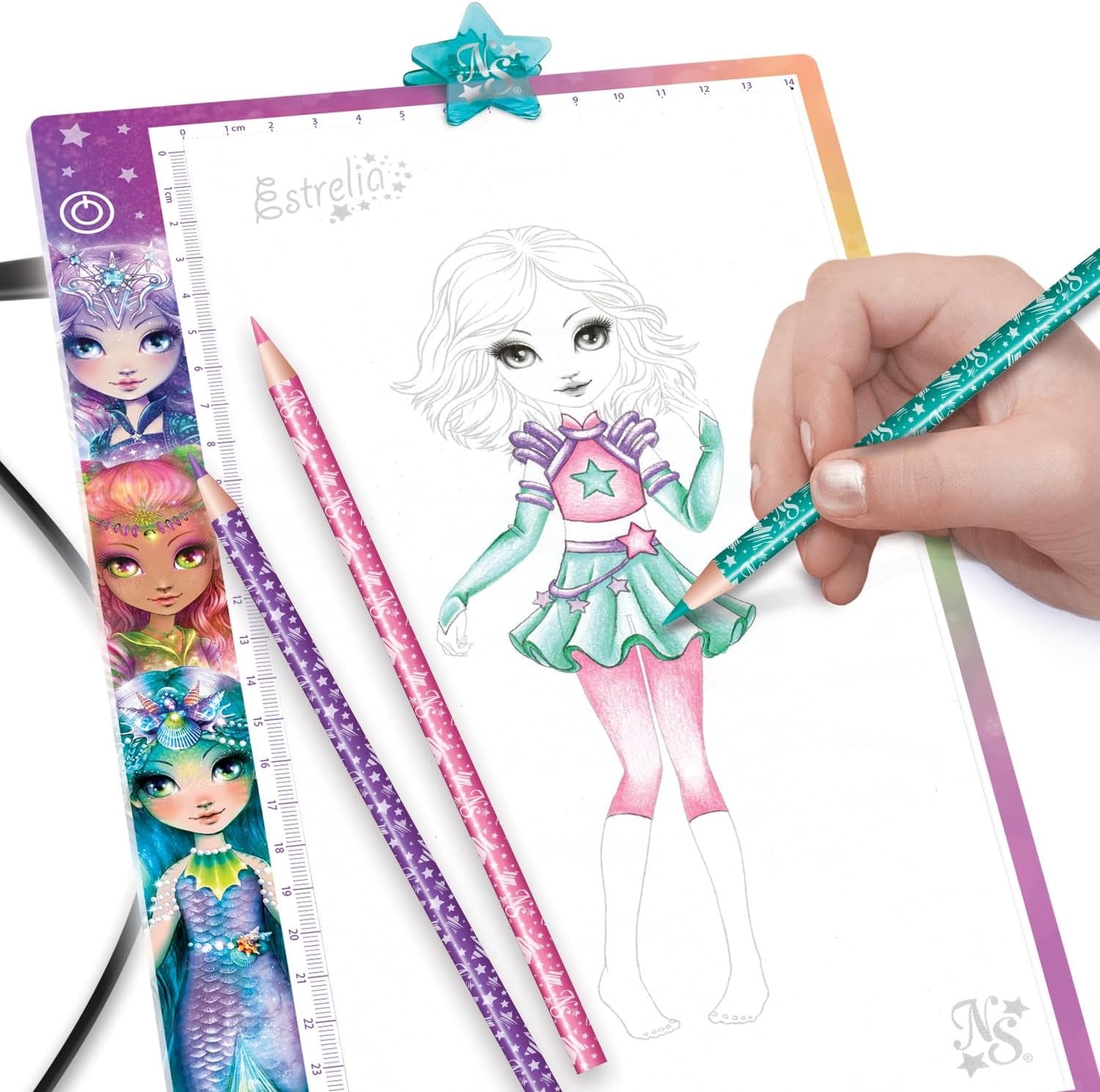 Nebulous Stars Fashion Designer Light Pad- Ultra-Thin Tracing Pad with Stencils, Sketch Pad, Stickers & Colouring Pencils- Creative Fashion Design Kit for Kids image number 3
