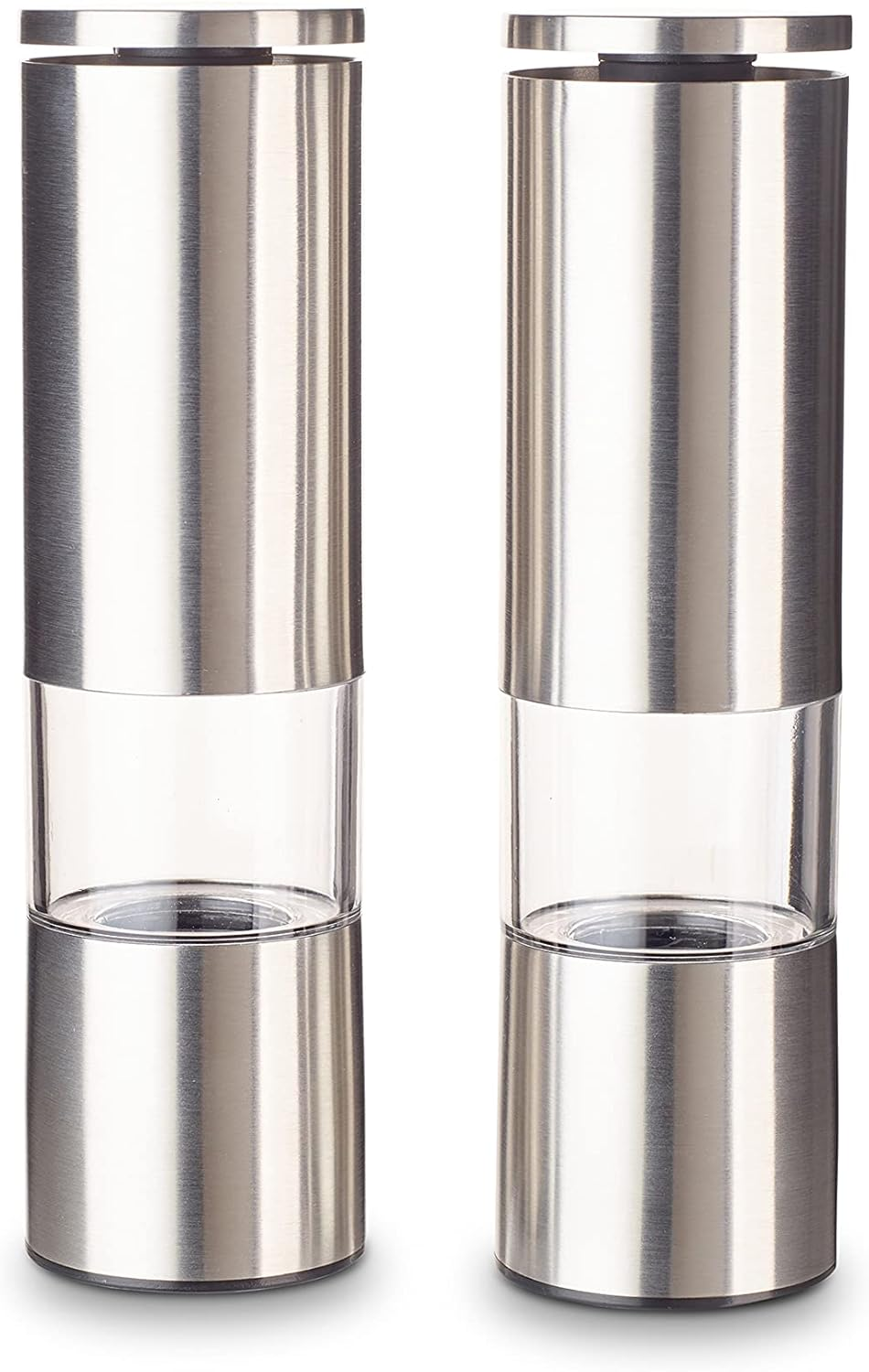 Echtwerk 2-Piece Spice Mill Set, Salt and Pepper Mill Made of High-Quality Stainless Steel with ABS Ceramic Grinder, Manual, for Pepper, Salt and Chilli, Silver Edition image number 1