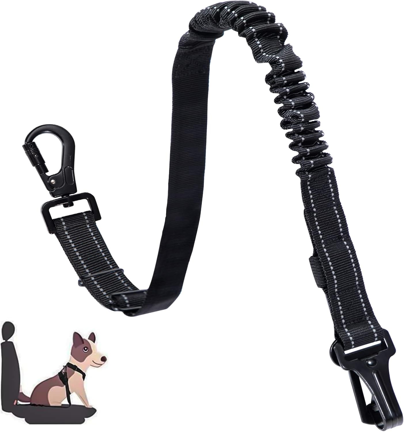 Dog Seat Belt Adjustable Dog Belt Safety Harness Seat Belt Dog Car with Shock Absorption and Carabiner Suitable for All Dog Breeds image number 5