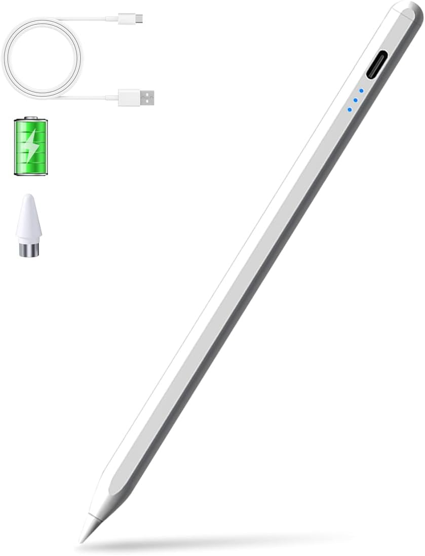 Active Stylus Pen Universal for Android/Ios Touch Screen Device, Upgraded Stylus Pen Rechargeable Stylus for Samsung/Ipad/Lenovo Tablet [Magnetic] [Touch Switch] [3 LED Indicator] (Pink)