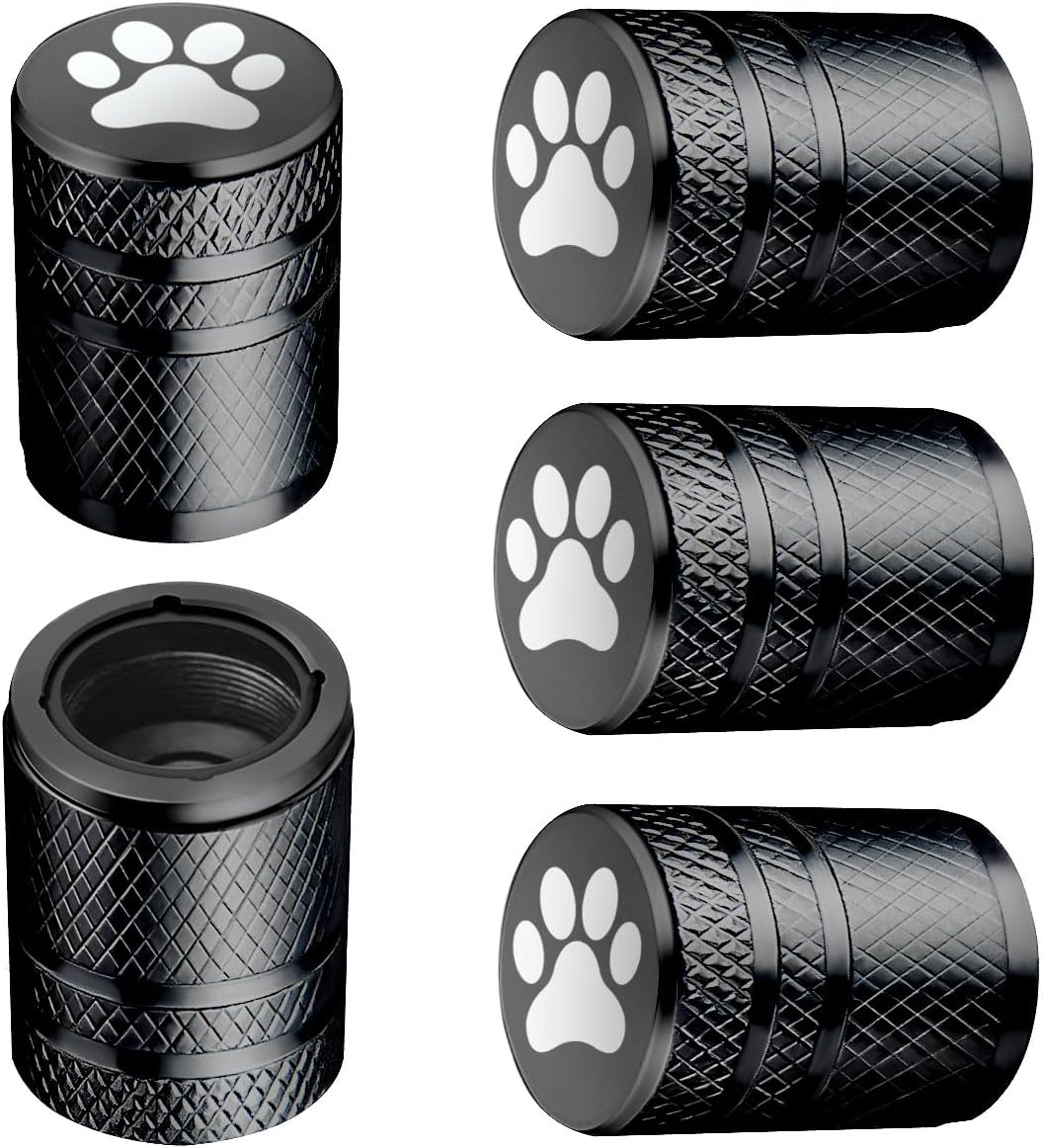 Tire Valve Stem Caps - (5 Pack) Metal Air Caps with Plastic Liner, Corrosion Resistant, Leak-Proof, Universal Stem Covers for Cars Trucks Motorcycles and Bikes - Black