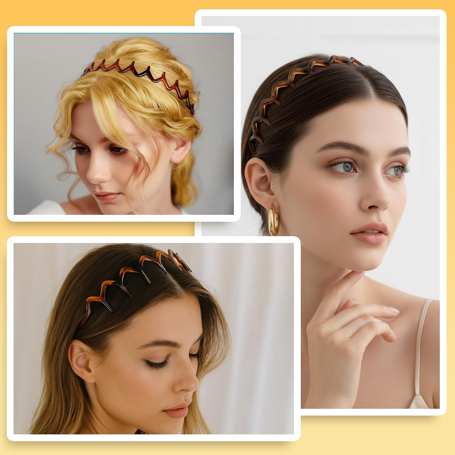 4 Pcs Headbands, Headbands for Women, Zig Zag Headband, Wavy Hair Bands for Women, Non-Slip Comfortable Head Bands, Multiple Colors Available