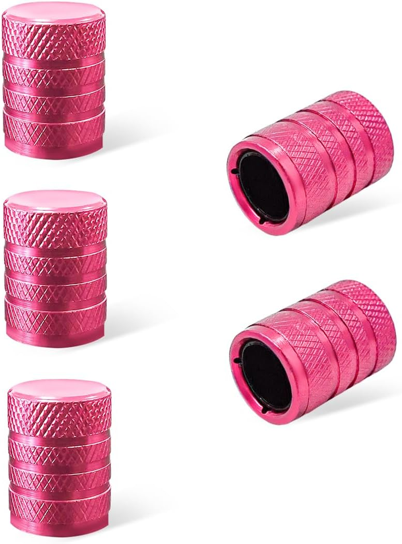 5 PCS Car Tire Valve Stem Caps, Aluminum Auto Wheel Stem Cover with O Seal, Corrosion Resistant Vehicle Tire Air Caps for Truck Motorcycle Bike, Universal Car Accessories (Pink) - Golden image number 3