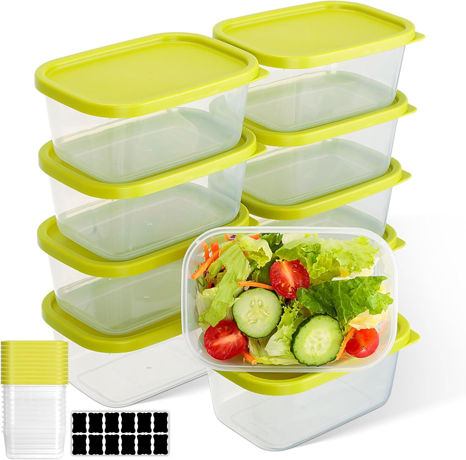 Aiqinu Food Storage Containers with Lid, 10 X 0.71 L Square, Bpa-Free, Food Storage & Organisation, Airtight, Dishwasher Safe, Freezer Containers for Mealprep and Kitchen (Green) image number 1