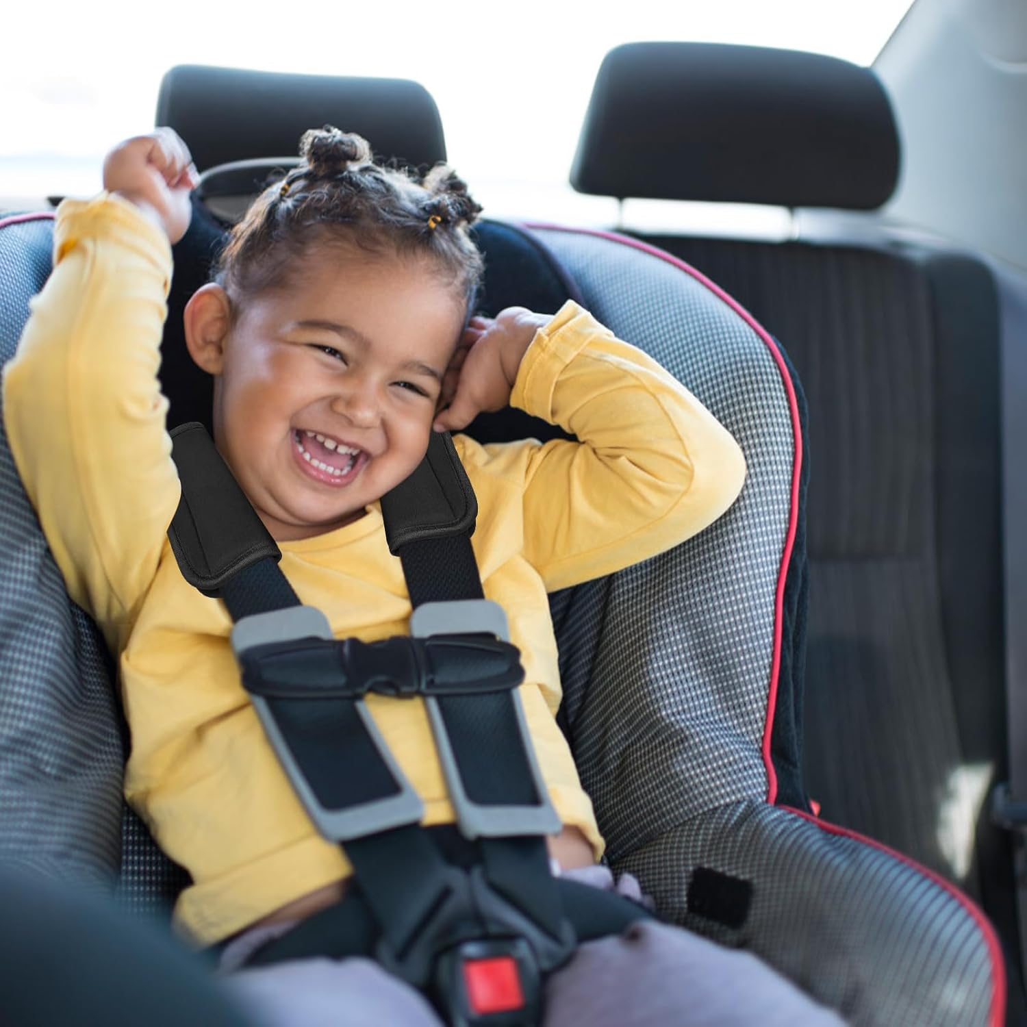 Shoulder Strap Covers for Stroller Baby 2 Pieces Baby Stroller Car Seat Strap Covers Universal, Seat Belt Pads for Kids, Car Seatbelt Strap Covers, Pushchair Strap Covers, Soft Seat Belt Cushion image number 5