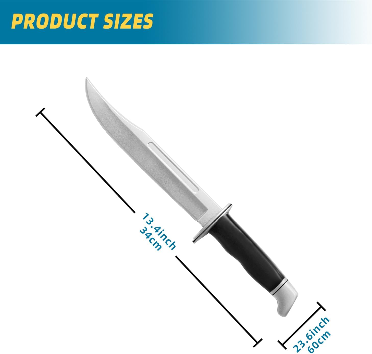 Inin 13.5" Halloween Fake Rubber Knife,Safe Cosplay & Martial Arts Practice Prop,Ideal Halloween Costume Knife Decor. Black image number 2