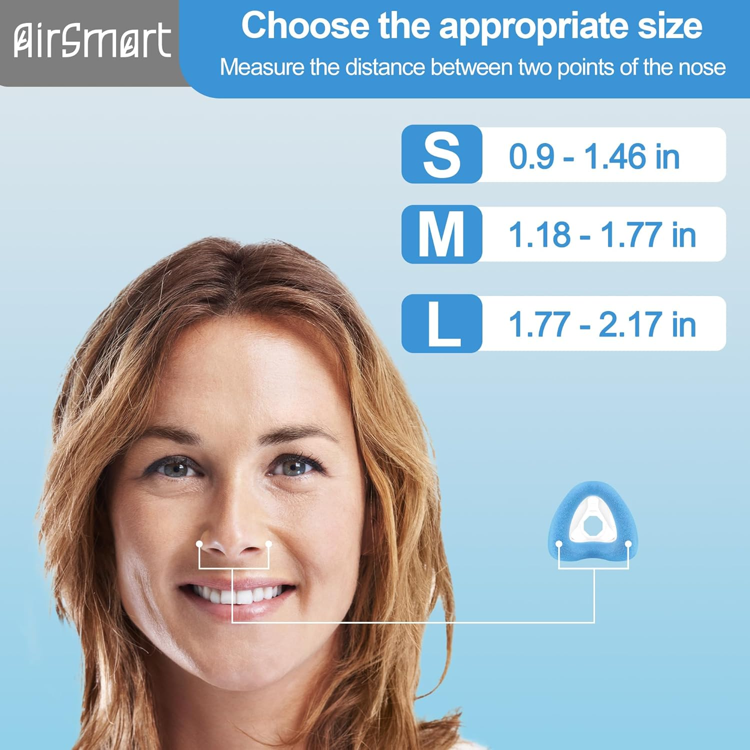 2 PCS Replacement Nasal Cushion (M) Compatible with Airtouch N20 & Airfit N20, Upgraded Blue Memory Foam for Soft Fit & Comfort, Great Value CPAP Nasal Pillow for N20 Supplied by Airsmart, Medium image number 1