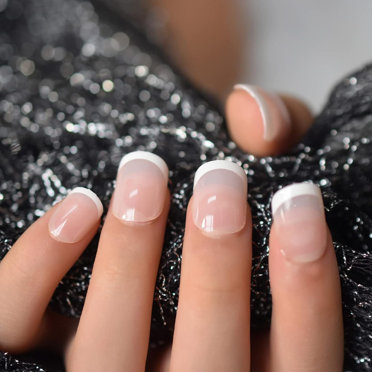 120Pcs Child Fake Nails Nude French Natural White Tips Short round Press on Nails Kid Cute Christmas Party Show 5 * 24Pcs - Orange,White image number 7