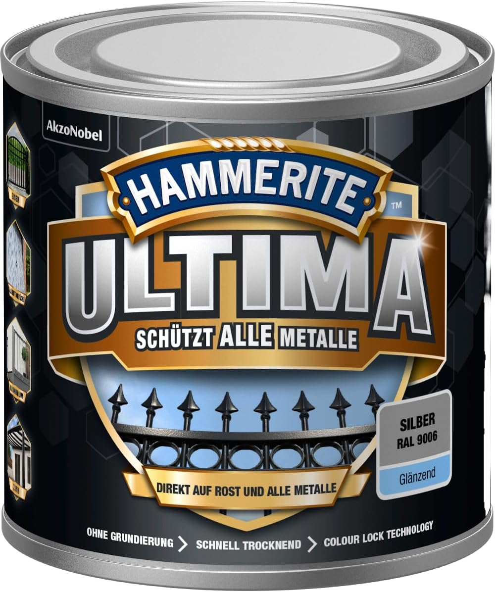 Hammerite Ultima Glossy, Metal Protective Paint, Gold RAL 780-M, 250 Ml