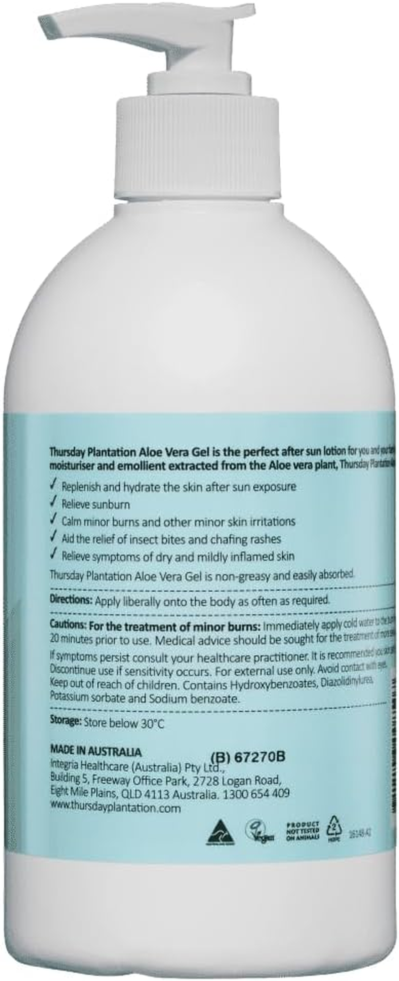 Thursday Plantation Aloe Vera Gel 500G Pump