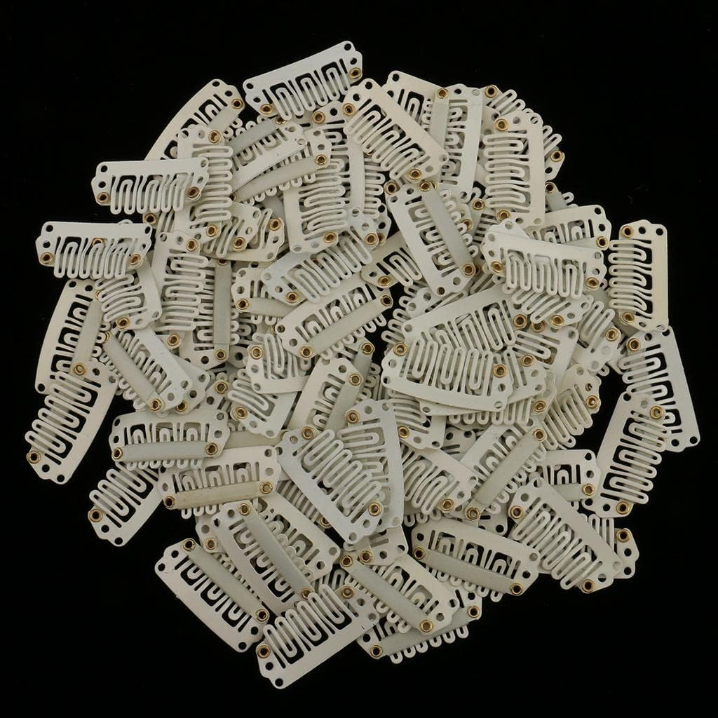 Eigell 100Pcs Steel Snapping Clips Extensions, Beige image number 2