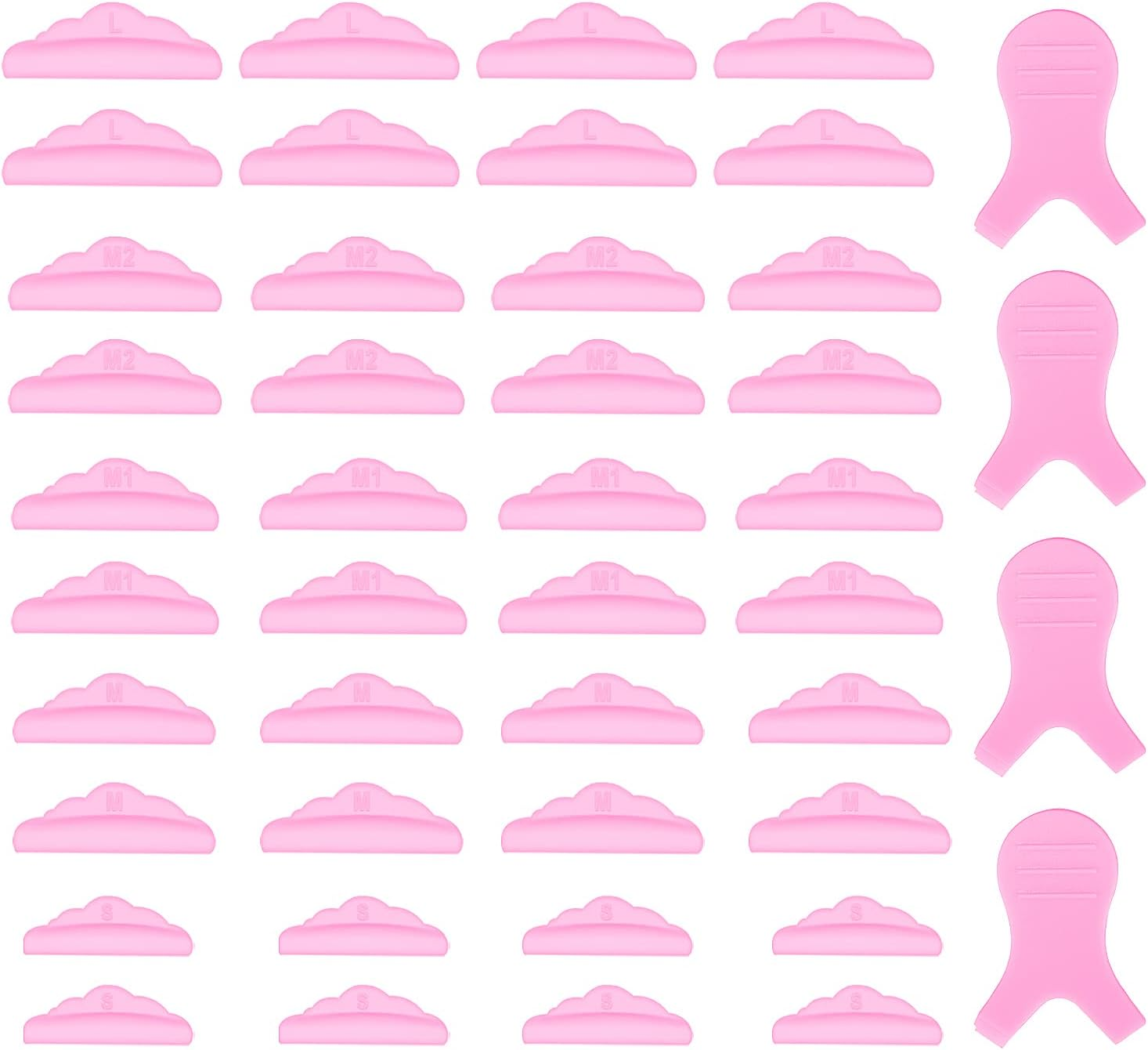 44 Piece Lash Lift Rods,Silicone Eyelash Perming Curler Makeup Tools,5 Sizes S/M/M1/M2/L,Reusable Lash Lifting Pads (Transparent)