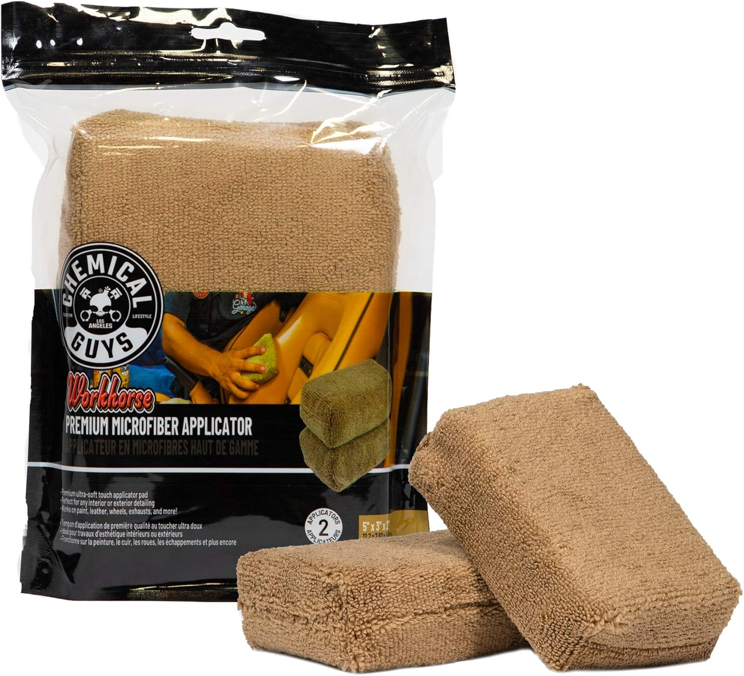 Chemical Guys Workhorse Premium Microfiber Applicator, Tan image number 1