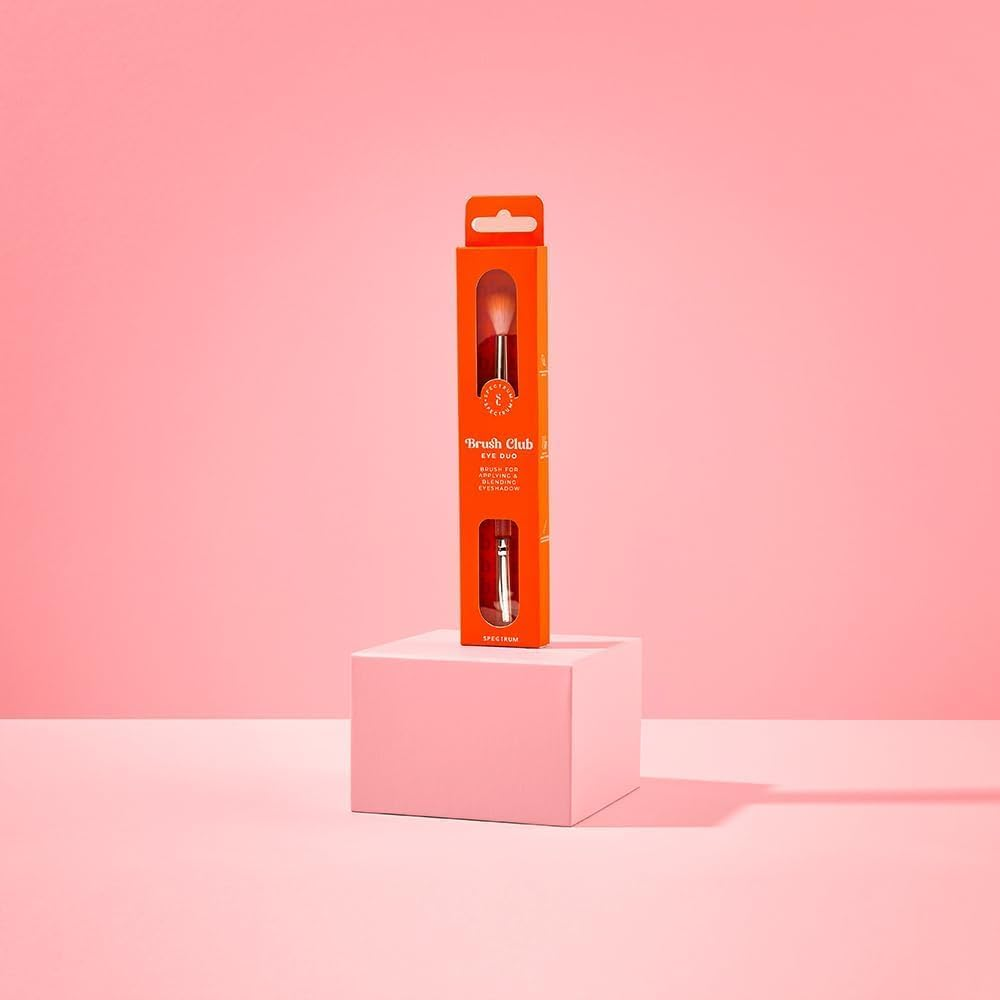 Spectrum Collections Brush Club Double Ended Eye Make up Brush, Spectrum Dual Makeup Brush for Blending Eyeshadow and Shading with Hypoallergenic Bristles, Orange Pink Duo Makeup Brush image number 2