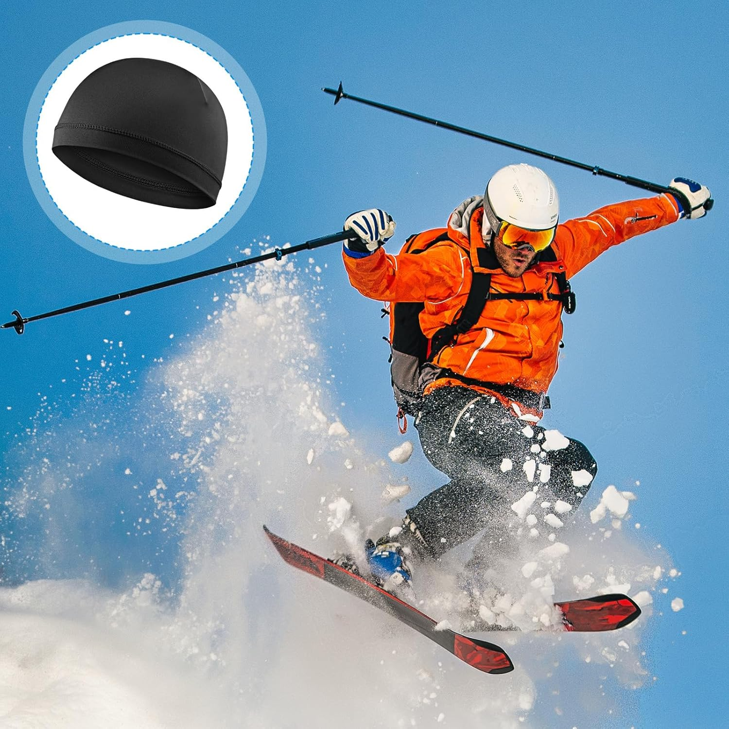 2 Pcs Silk Wave Cap Men Silky Elastic Band Durags Unisex Adults Women Satin Silk Hair Bonnet for Sleep Soft Breathable Satin Durag Fit Running Hiking Racing Motorcycle Riding 9.84 &times; 6.30 Inches Black image number 1