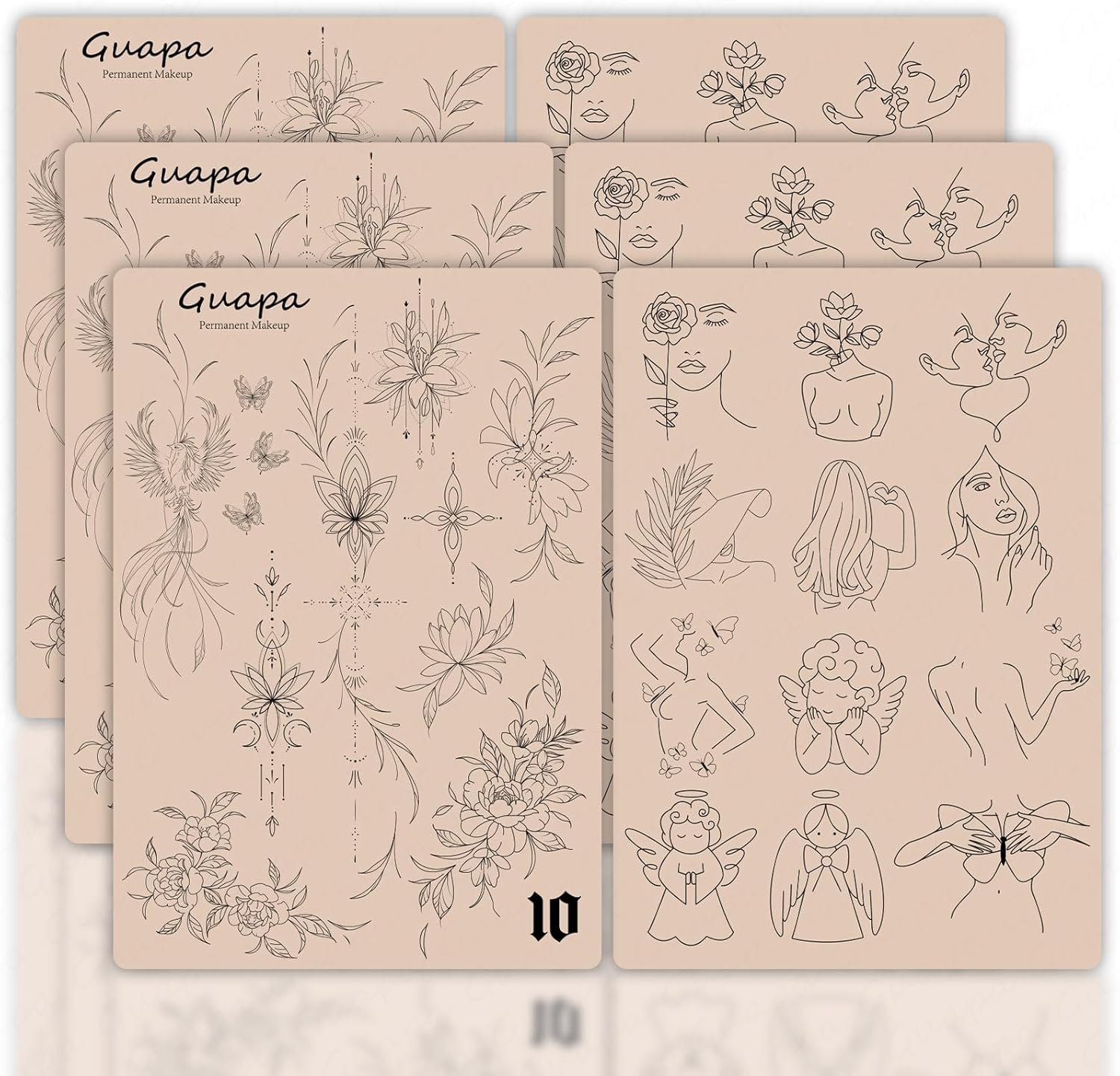 3PCS Rasmet Silicone Tattoo Training Pad 1.5Mm Thickness Double Sided Pre-Printed Gray Design Fine Line Tiny Tattoo Practice Skin for Tattoo Line Practice Tattoo Shading