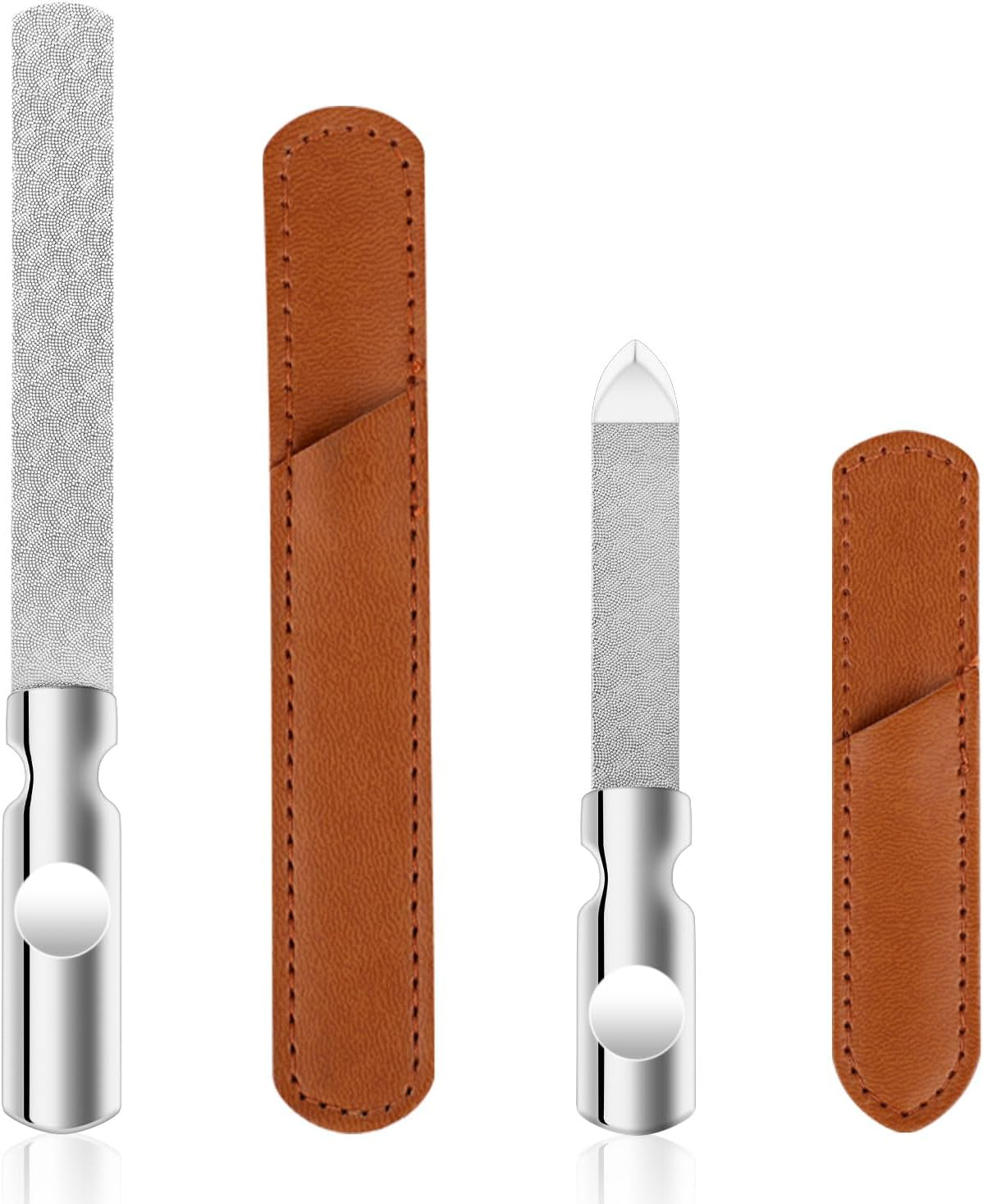 2Pcs Stainless Steel Nail Files, Double Sided Metal Nail Files Reusable Manicure Filer for Natural Nails Manicure Tools for Men Women Home Salon Travel image number 1