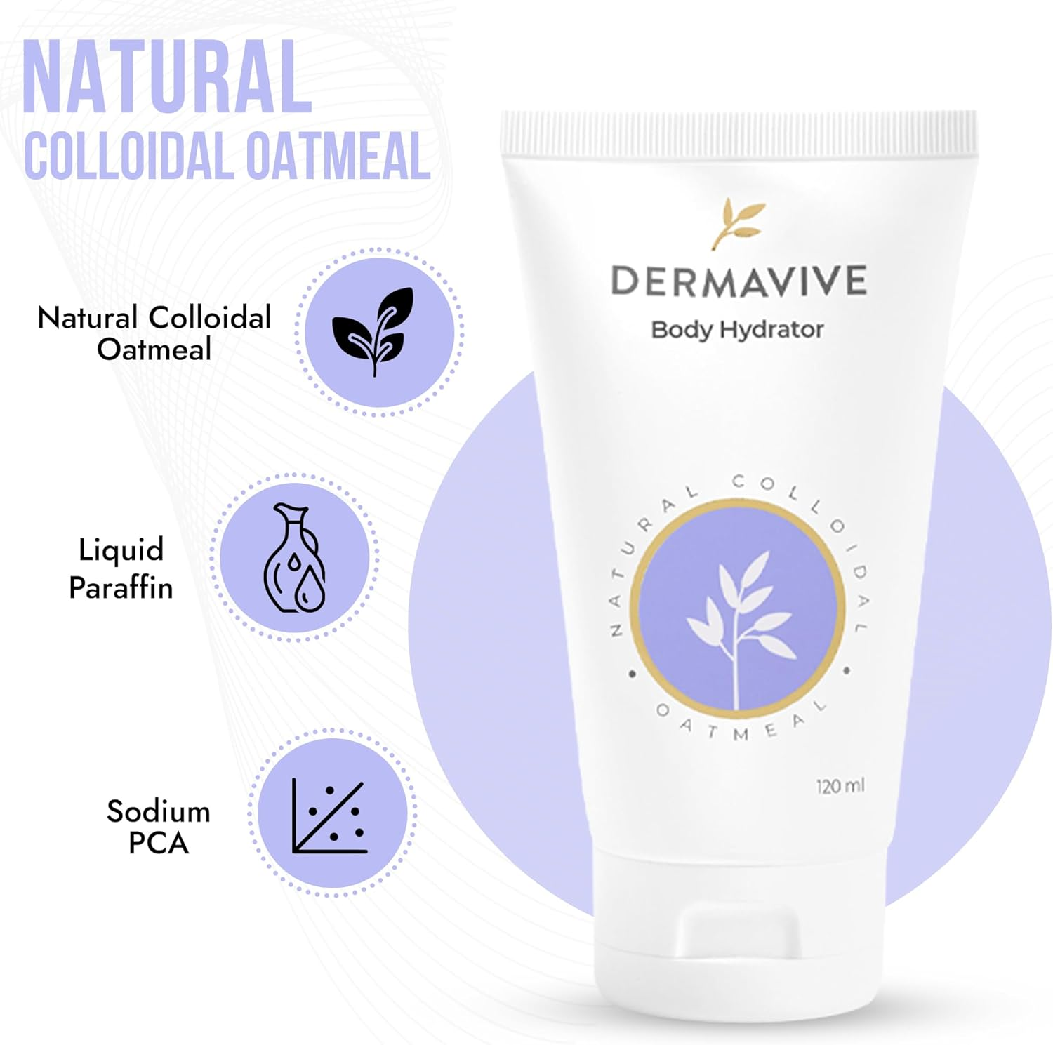 Dermavive Oatmeal Body Hydrator &ndash; Colloidal Oatmeal Moisturizing Oil for Itchy, Dry, Flaky & Sensitive Skin &ndash; Nourishing After-Shower Body Oil for Kids, Teens & Adults &ndash; 120Ml (4.05 Fl Oz) image number 1