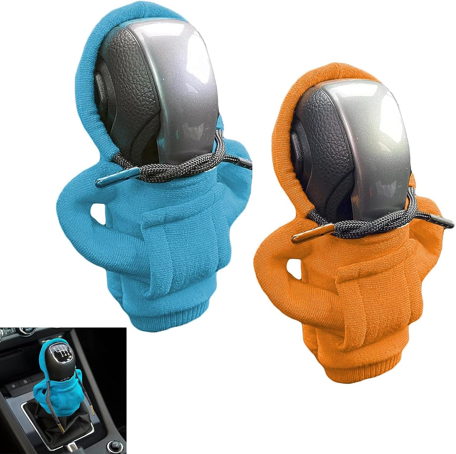 2 PCS Car Gear Shift Cover, Funny Sweater Hoodie for Gearshift, Shift Cover for Car, Universal Soft Shift Knob Cover Interior Decor Accessories Car Shifter image number 1