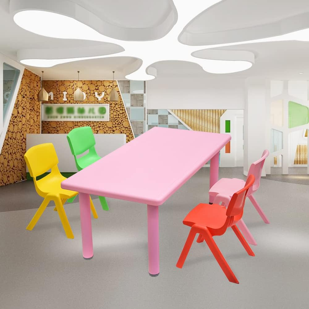 1.2M Kid'S Adjustable Rectangle Pink Table & 4 Mixed Chairs Set image number 2