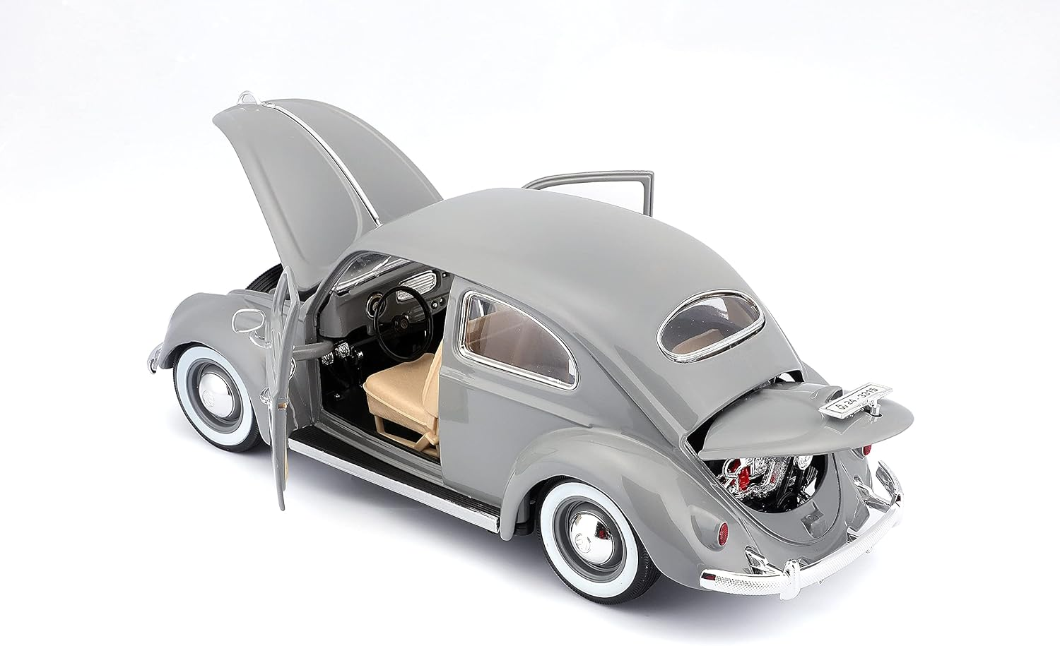 Bburago 18-12029G Volkswagen Beetle 1:18 Scale Model Car, Gray image number 1