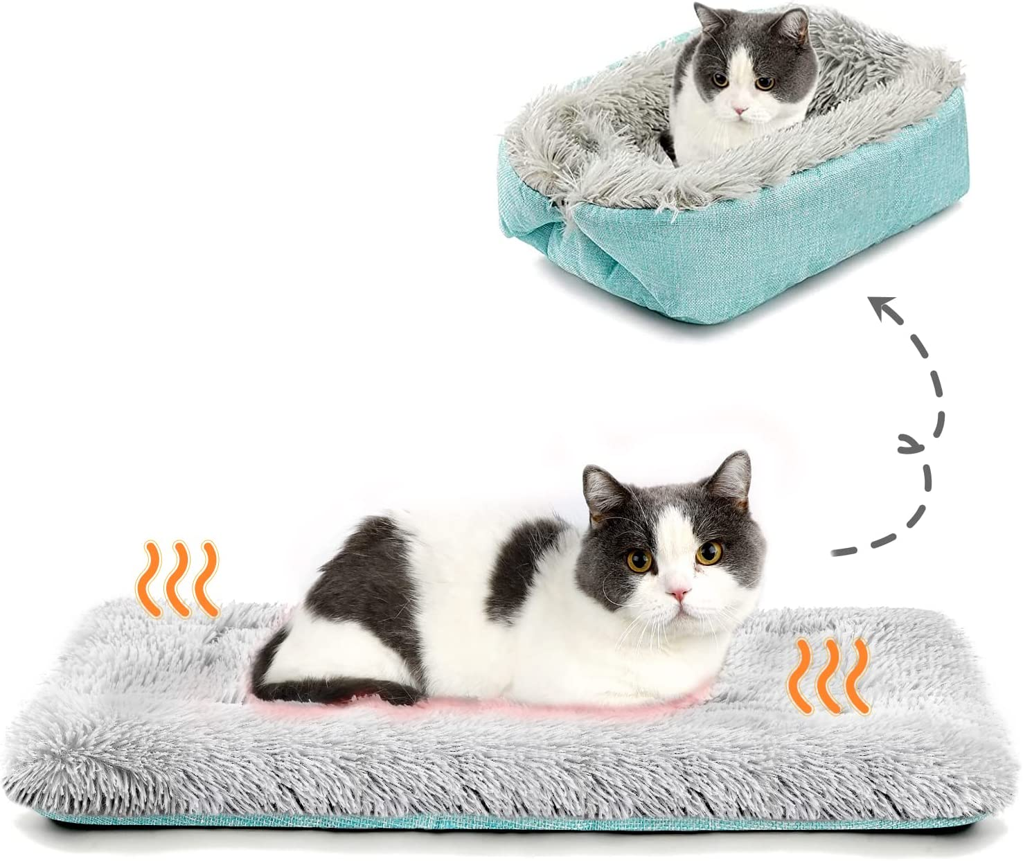 HDLKRR Cat Bed Small Dog Bed, Self Warming Cat Beds Self Heating Cat Dog Mat, Extra Warm Thermal Pet Pad for Indoor Outdoor Pets, Calming Dog Crate Bed Pet Cushion, 23.6X19.7Inch