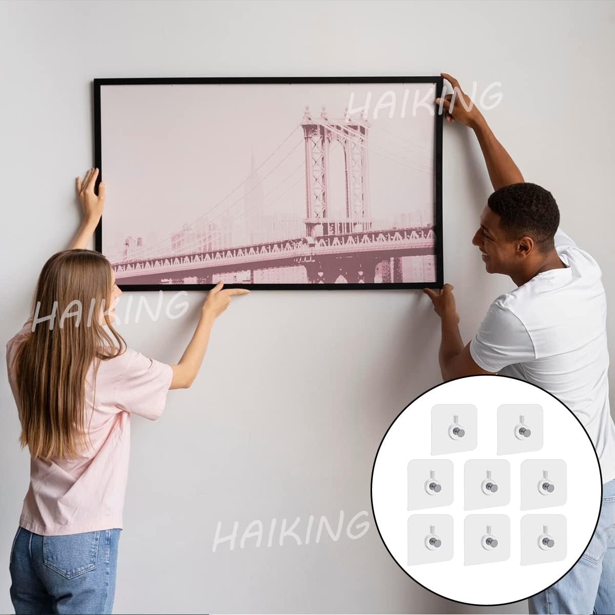 HAIKING Adhesive Wall Hook, 8 Pcs Adhesive Wall Screws Hanging Nails for Bathroom Kitchen Shower Room (2.24 * 2.24In image number 6