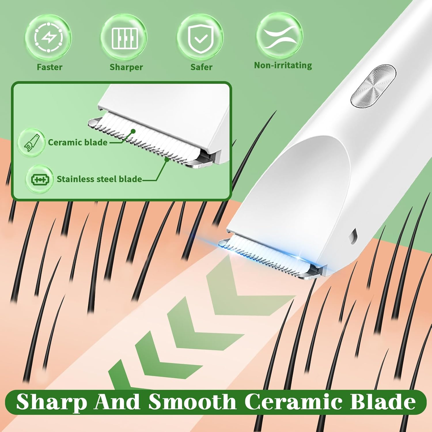 Electric Lady Shaver for Women, 2 in 1 Bikini Trimmer Women Wet and Dry, IPX7 Waterproof Rechargeable Electric Razor for Bikini Underarms Legs Arms Body Face(White) image number 4