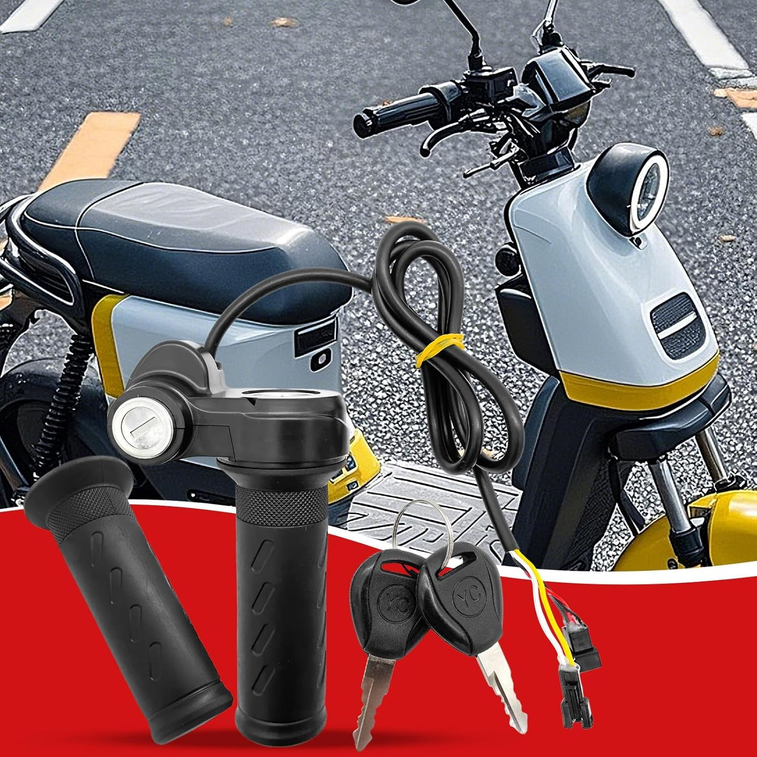 Full Twist Throttle Grip with Keys | Anti-Slip Grip with Keys Lever Handlebars for Ridstar Q20/Q20 Pro Lite E-Bike, Electric Bike Throttle Smooth Acceleration Control image number 1