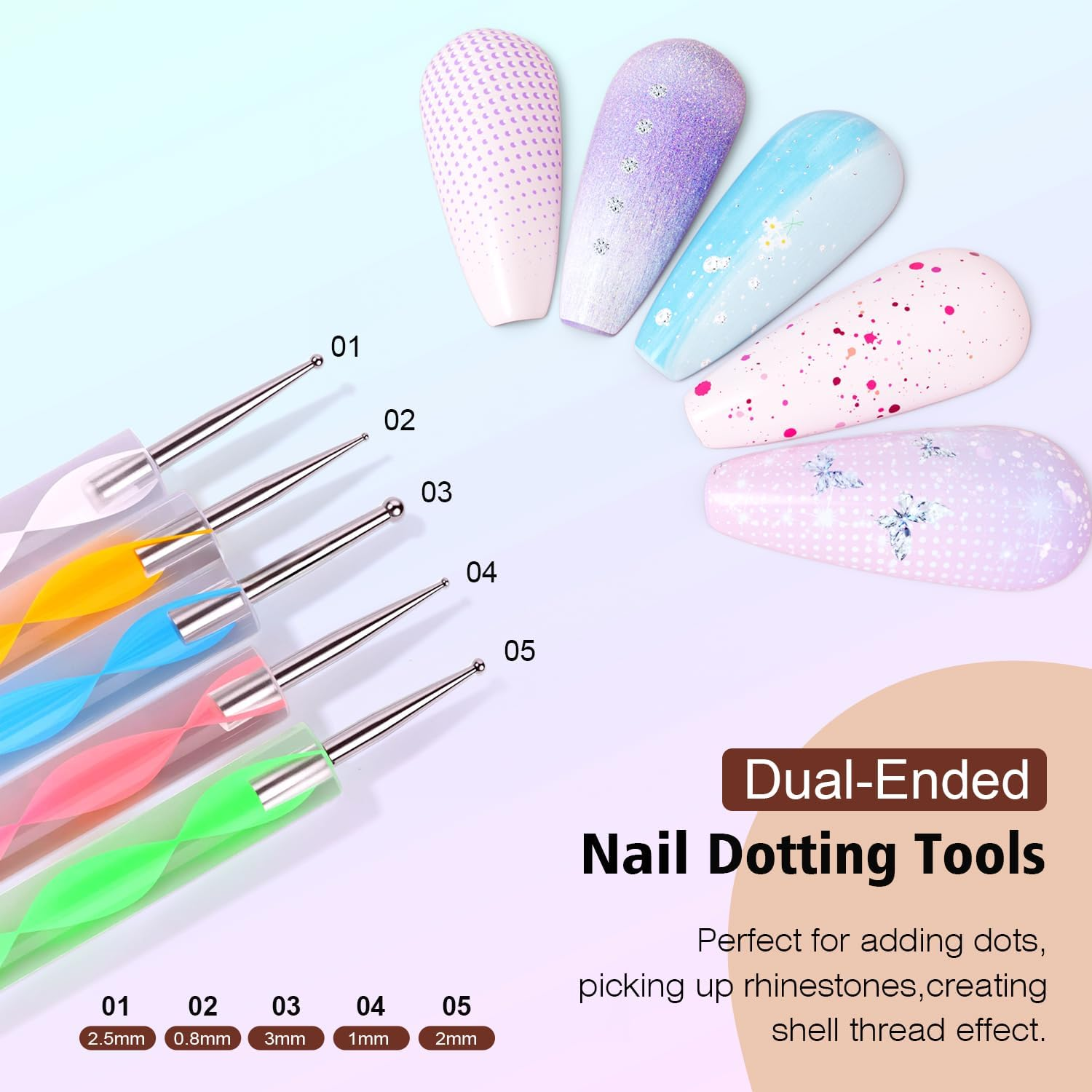 Komall Nail Art Tools, 15PCS Nail Art Brushes, 5PCS Nail Dotting Tool, Aurora Nail Stand, Nail Holder for Painting Nails Home DIY & Salon Supplies